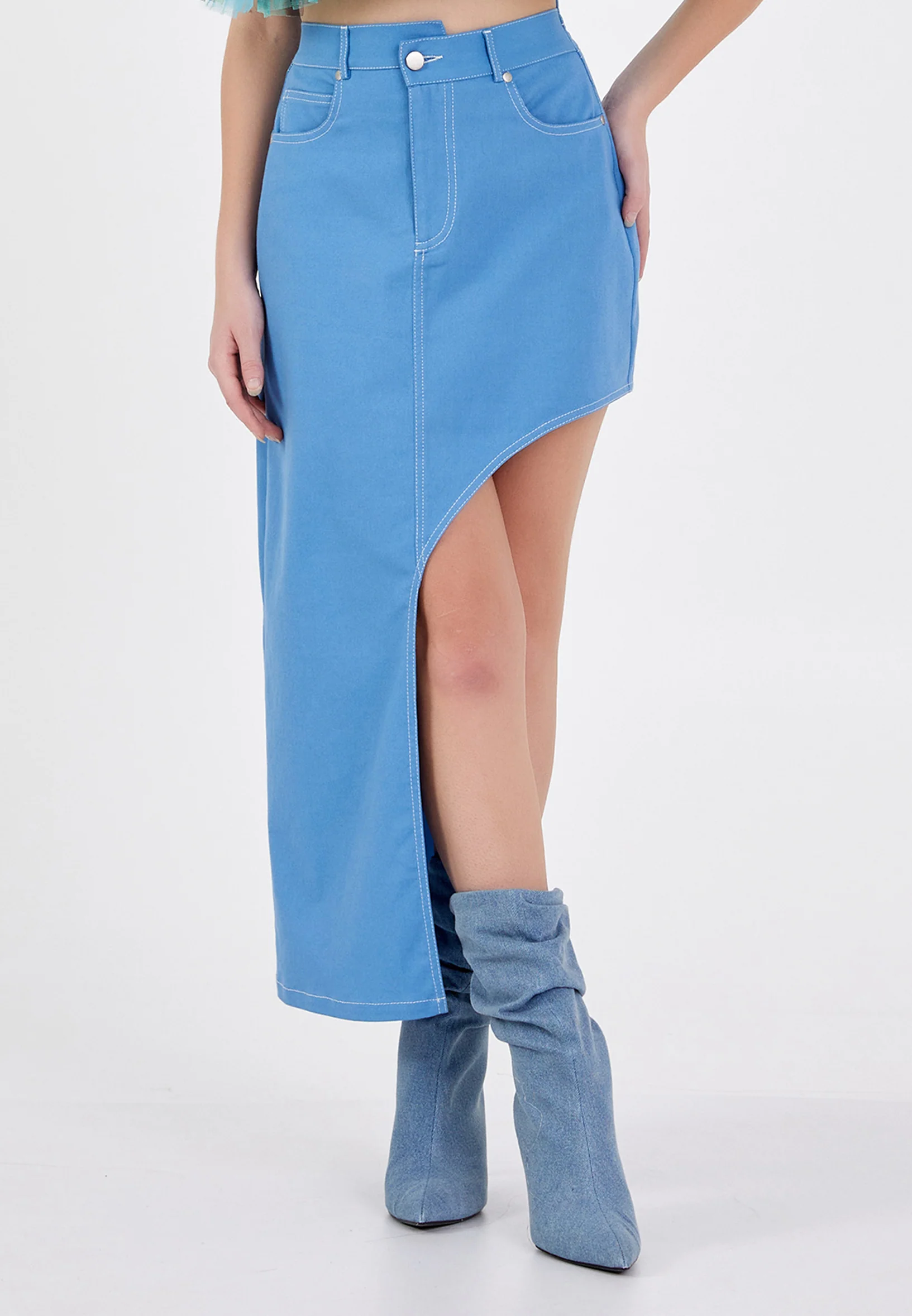 Midi Solid Color Regular Skirt ber23y3117
