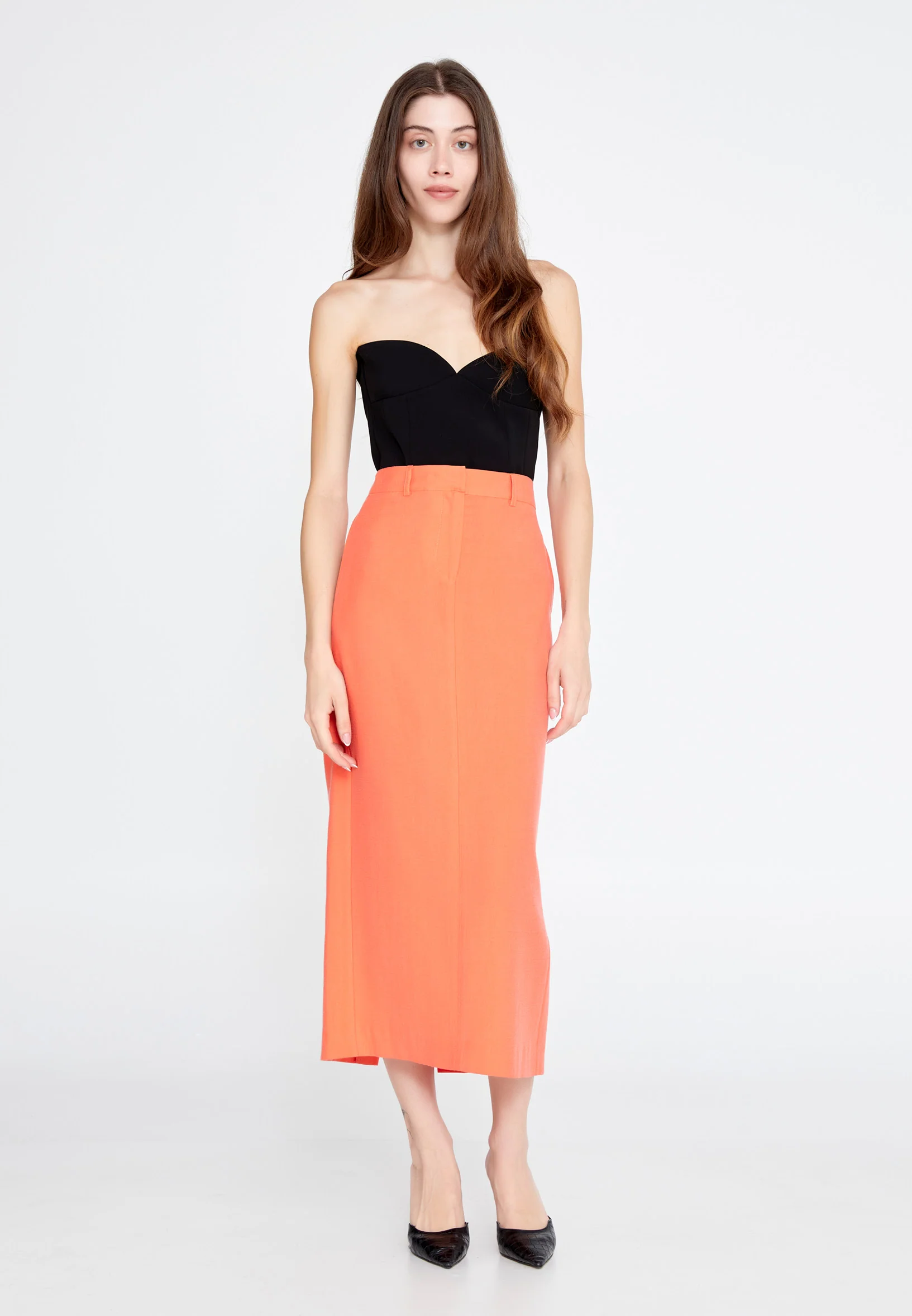 Midi Solid Color Regular Skirt ber23y3119