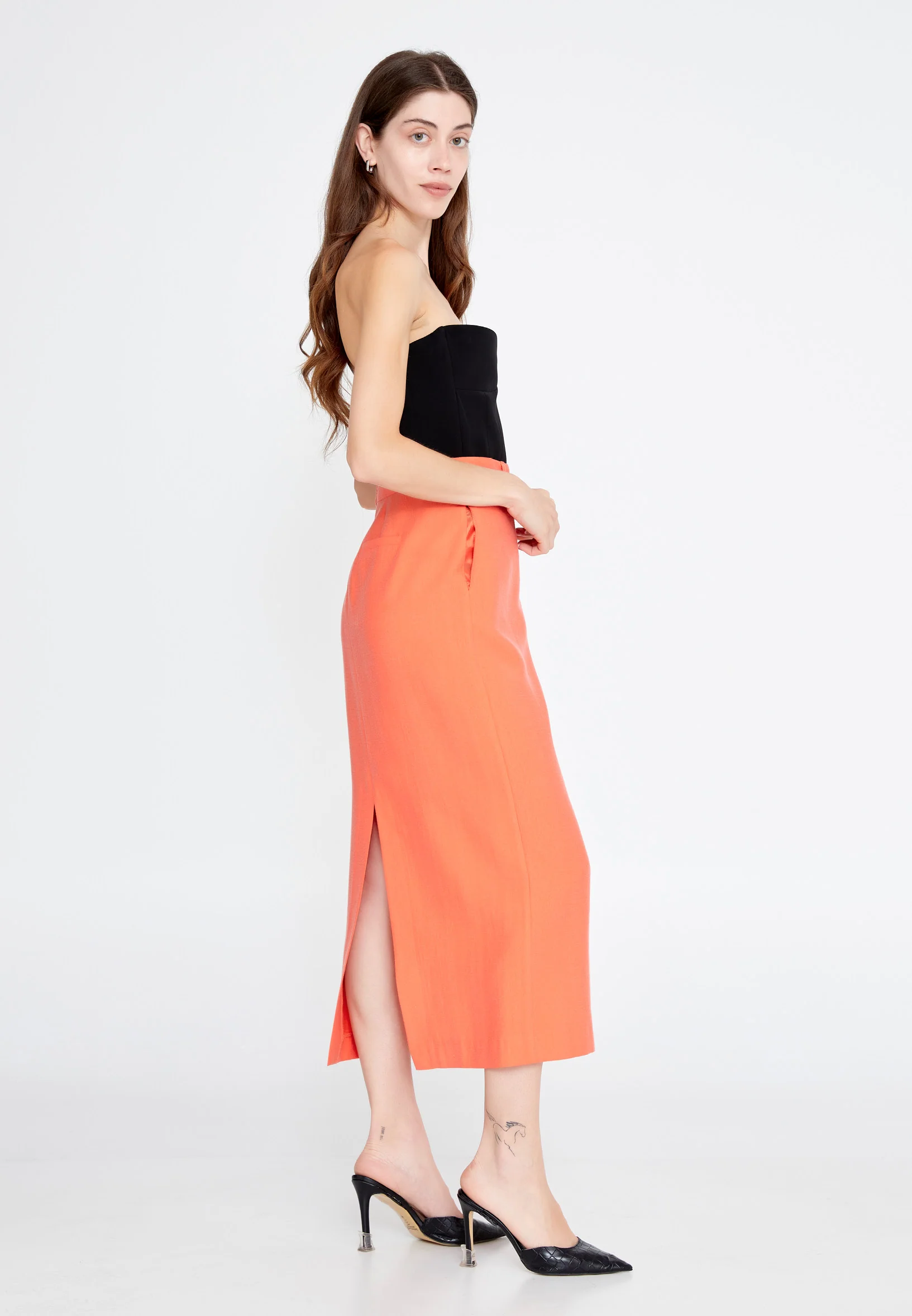 Midi Solid Color Regular Skirt ber23y3119 - Image 3