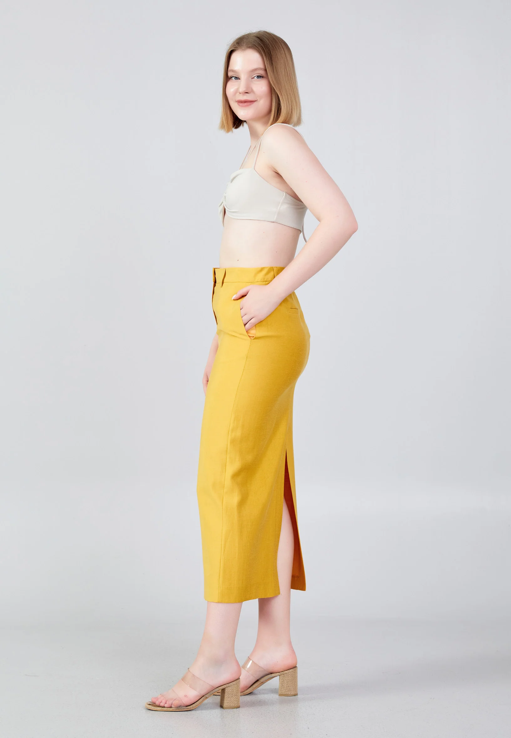 Midi Solid Color Regular Skirt ber23y3119 - Image 9