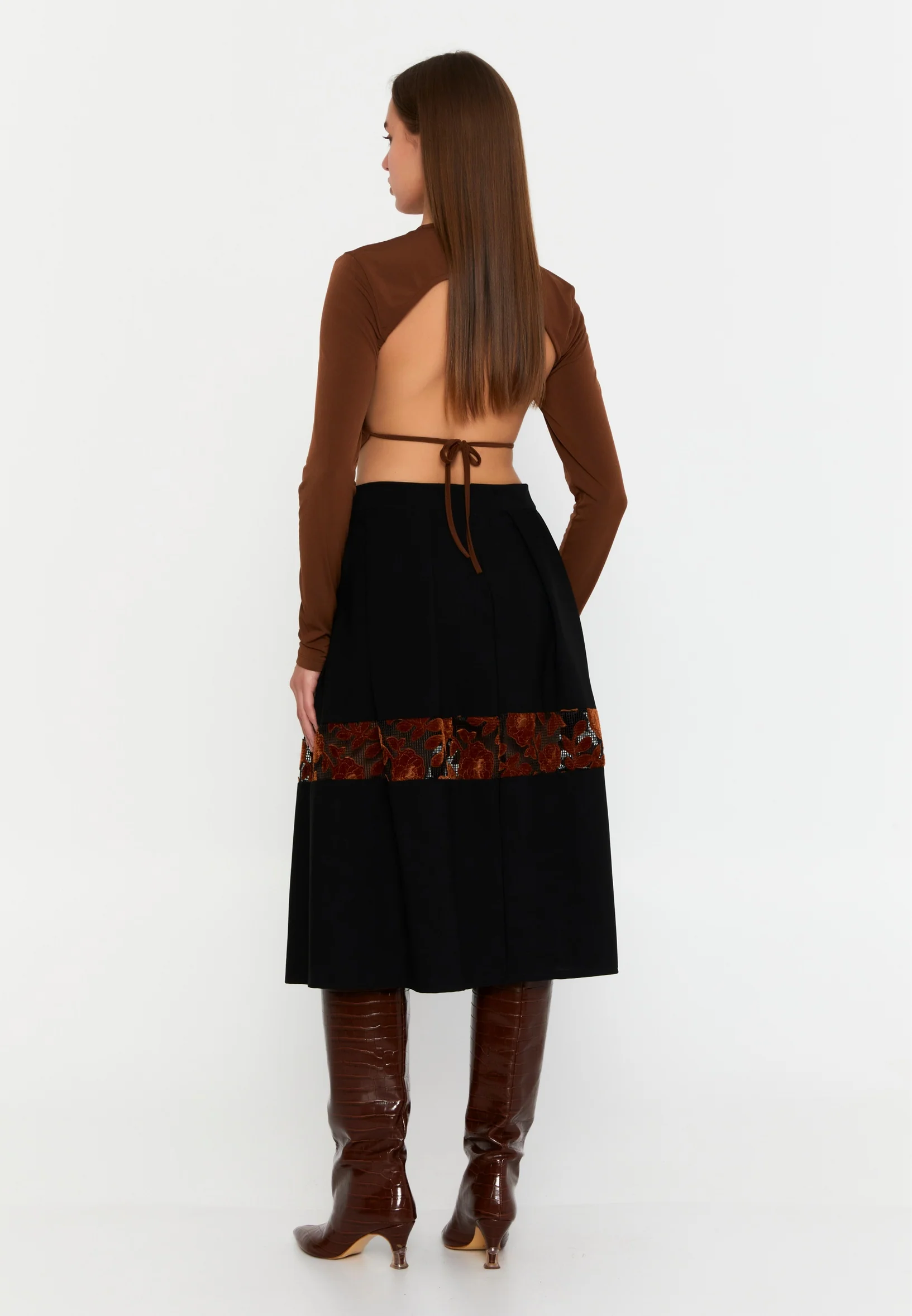 Midi Solid Color Regular Skirt clf15971 - Image 6