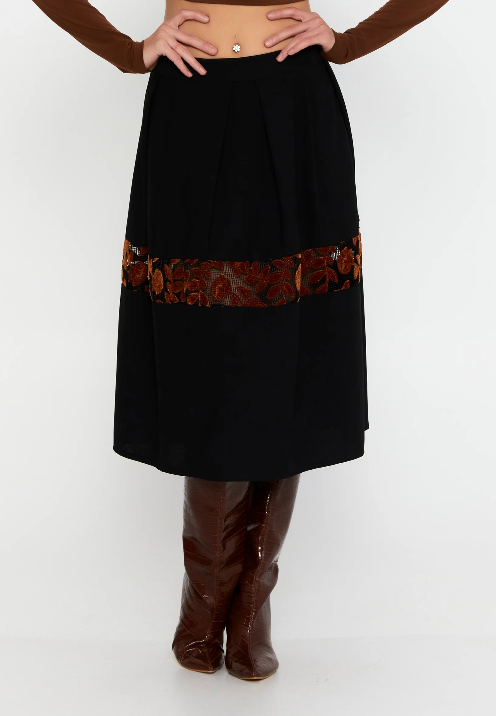 Midi Solid Color Regular Skirt clf15971 - Image 8
