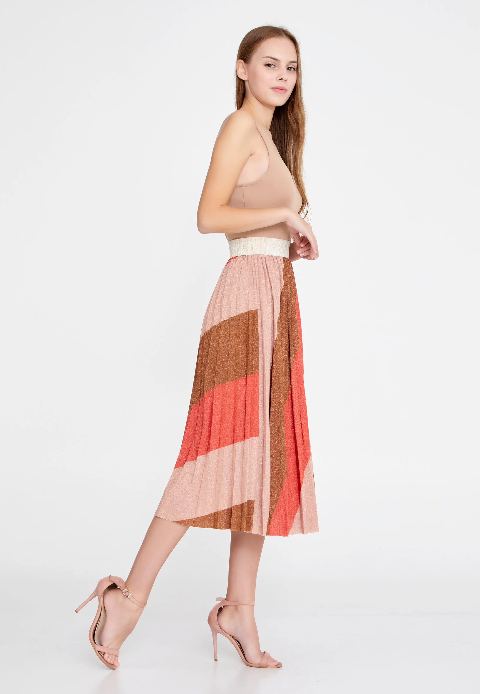 Midi Solid Color Regular Skirt esl143lurex - Image 15