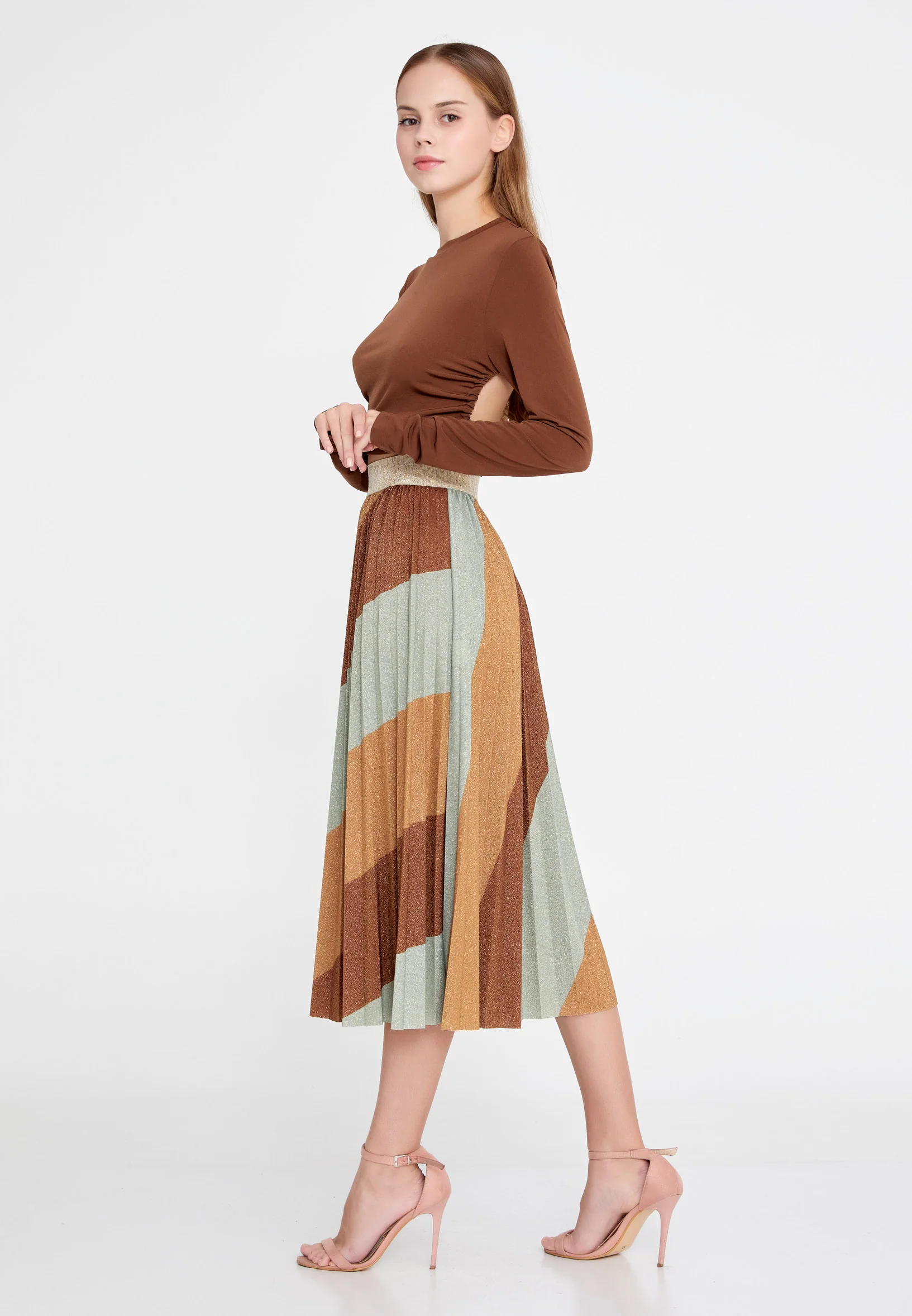 Midi Solid Color Regular Skirt esl143lurex - Image 3