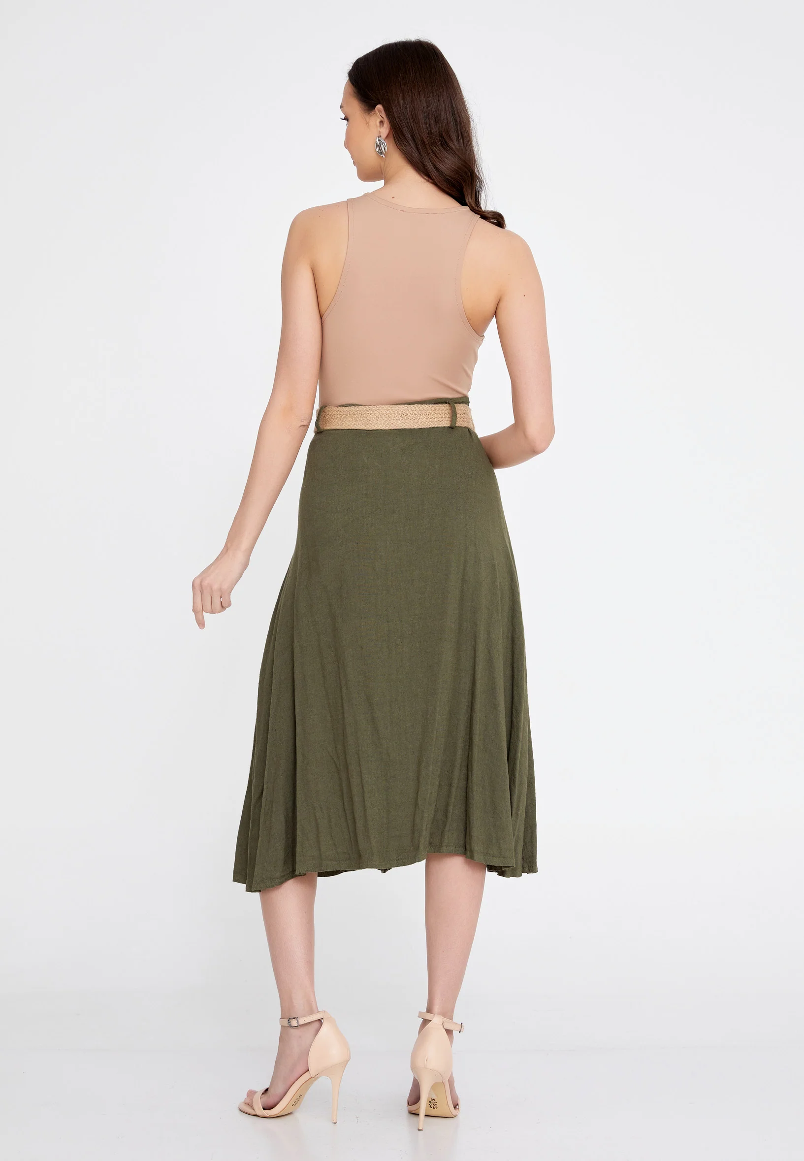 Midi Solid Color Regular Skirt esl998 - Image 15
