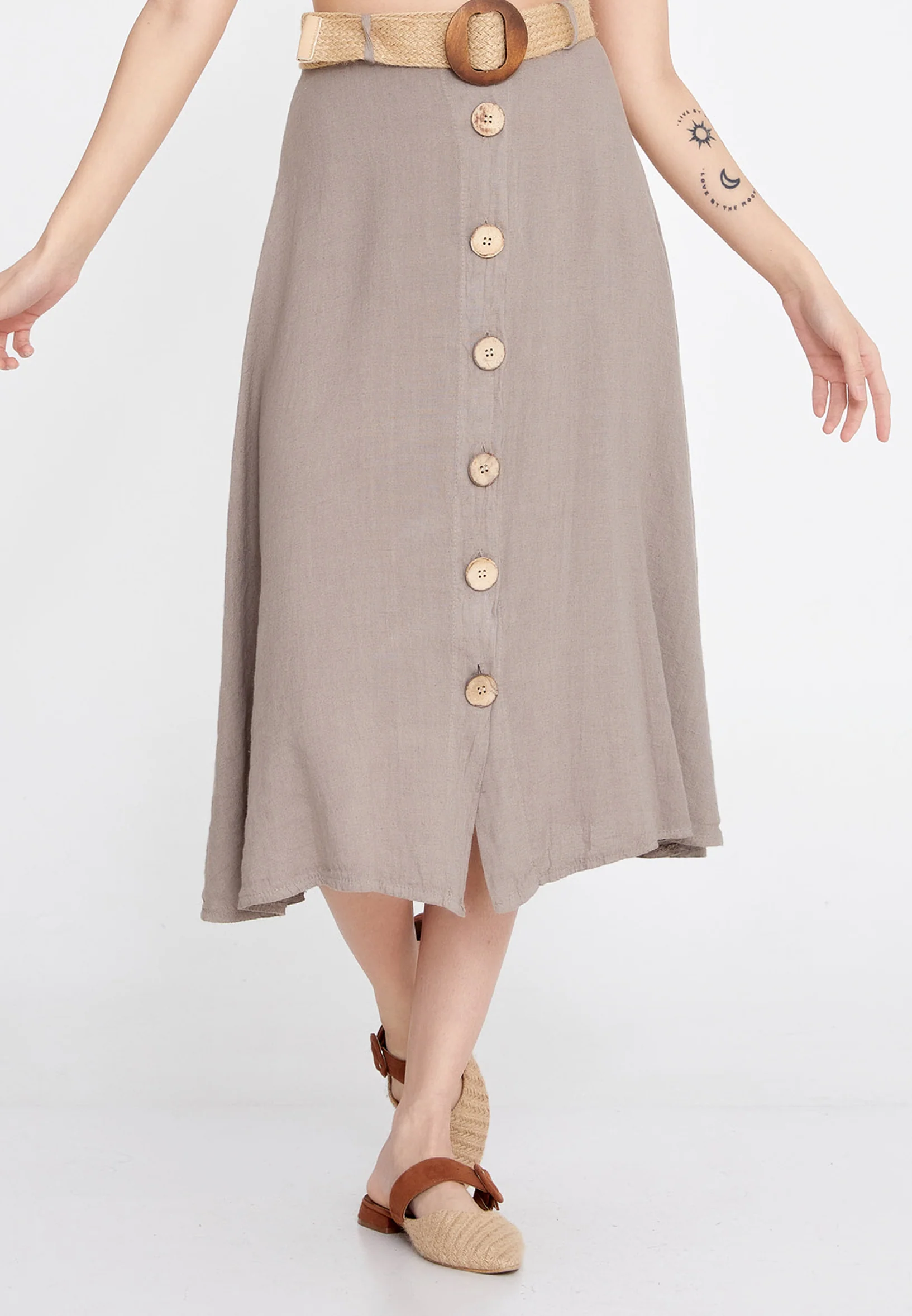 Midi Solid Color Regular Skirt esl998 - Image 17