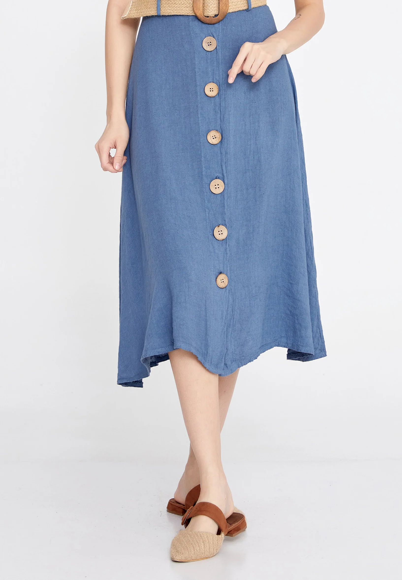 Midi Solid Color Regular Skirt esl998 - Image 21