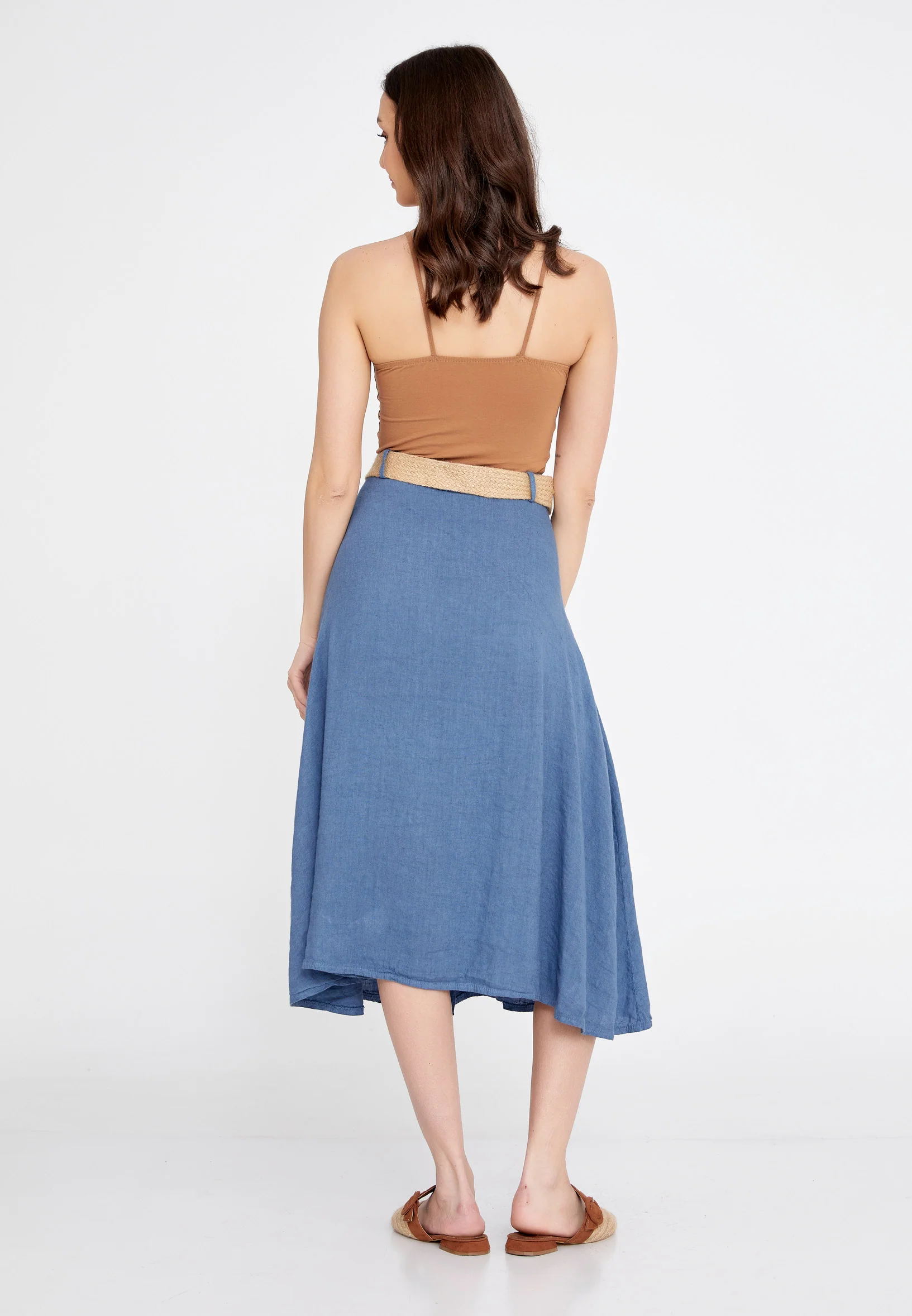 Midi Solid Color Regular Skirt esl998 - Image 23