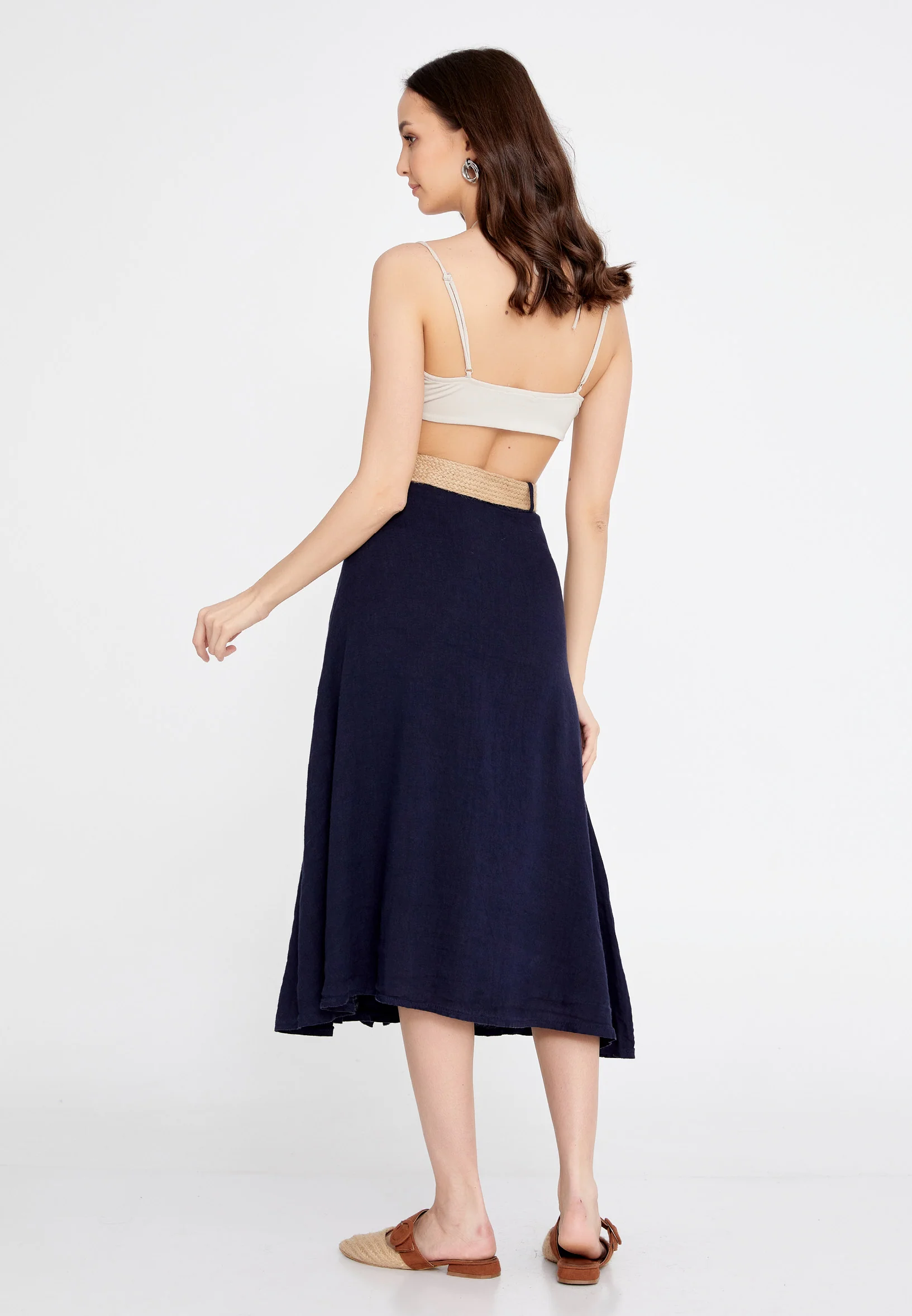 Midi Solid Color Regular Skirt esl998 - Image 27