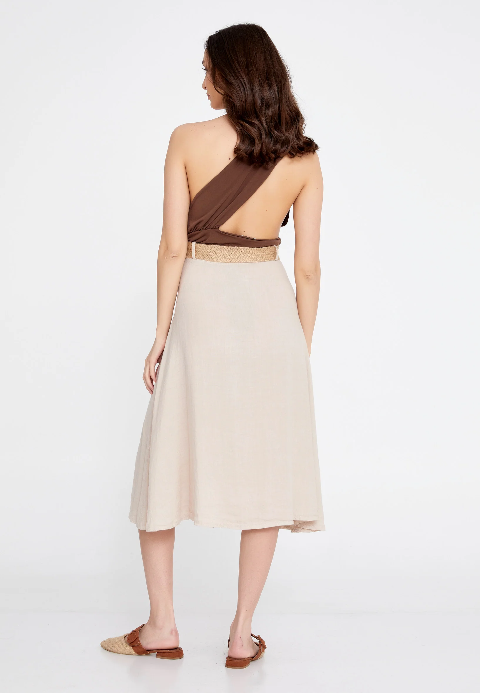 Midi Solid Color Regular Skirt esl998 - Image 3