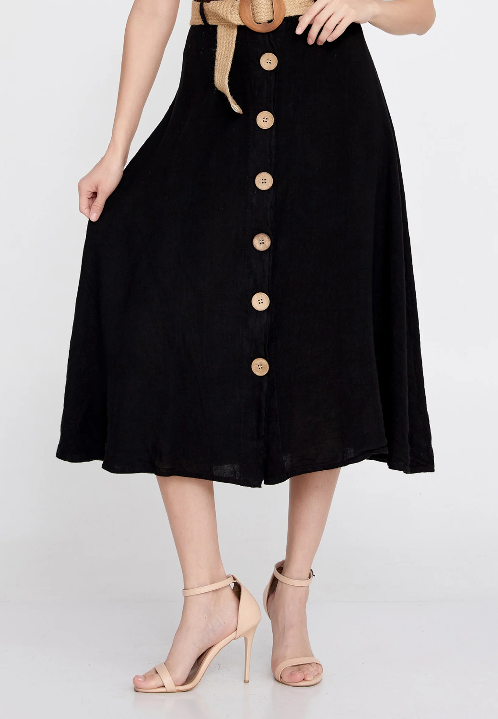 Midi Solid Color Regular Skirt esl998 - Image 5