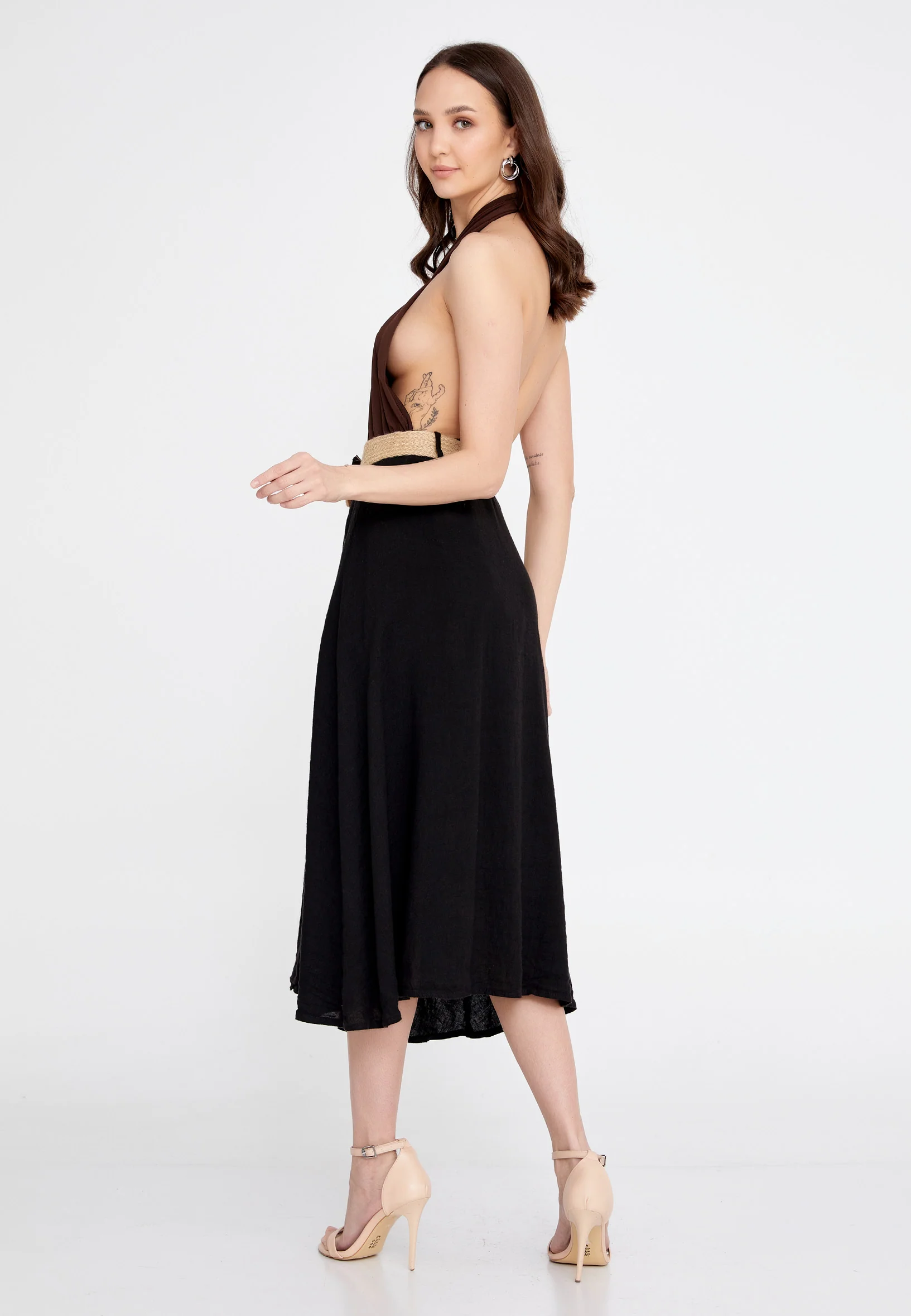 Midi Solid Color Regular Skirt esl998 - Image 7