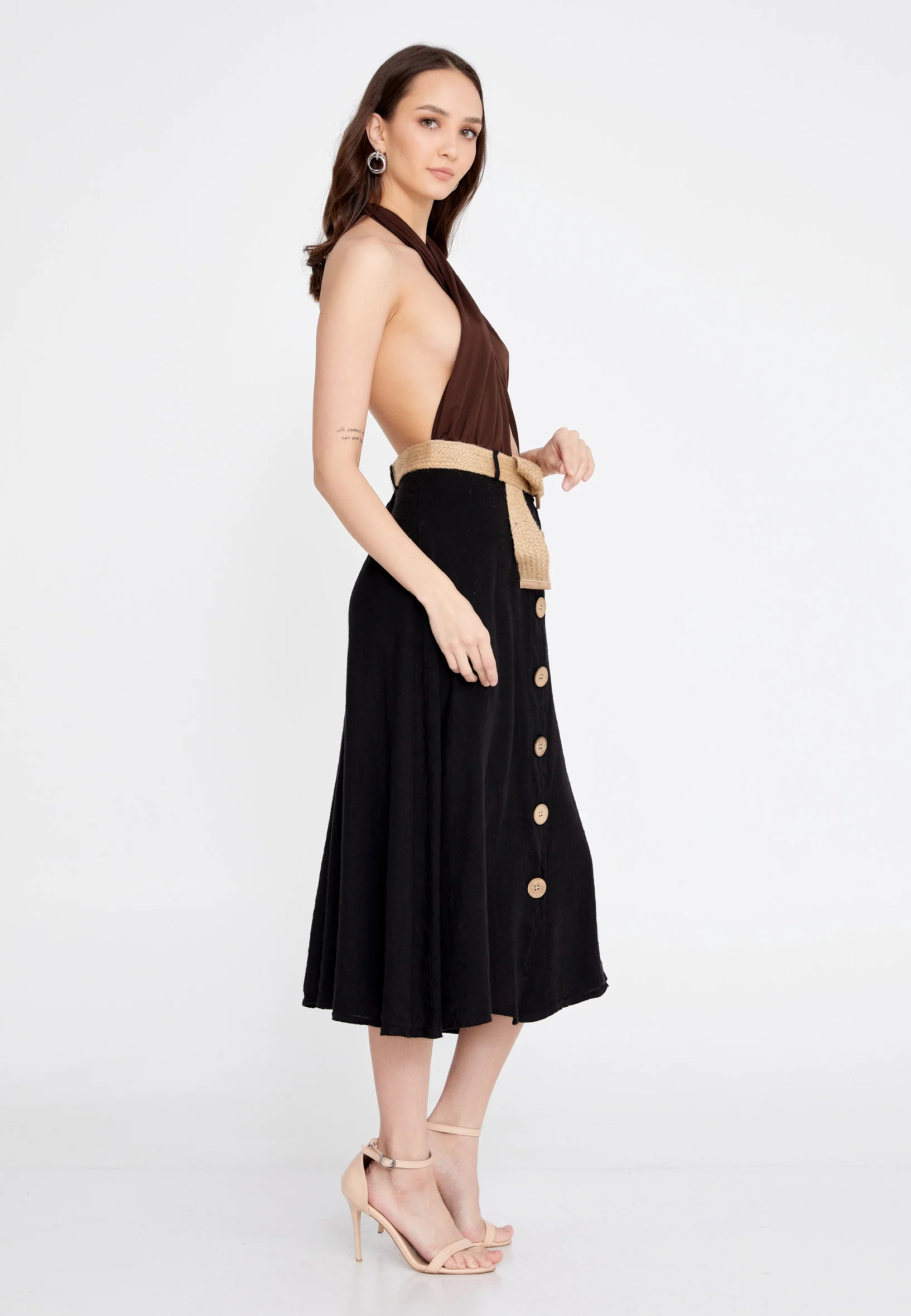Midi Solid Color Regular Skirt esl998 - Image 8