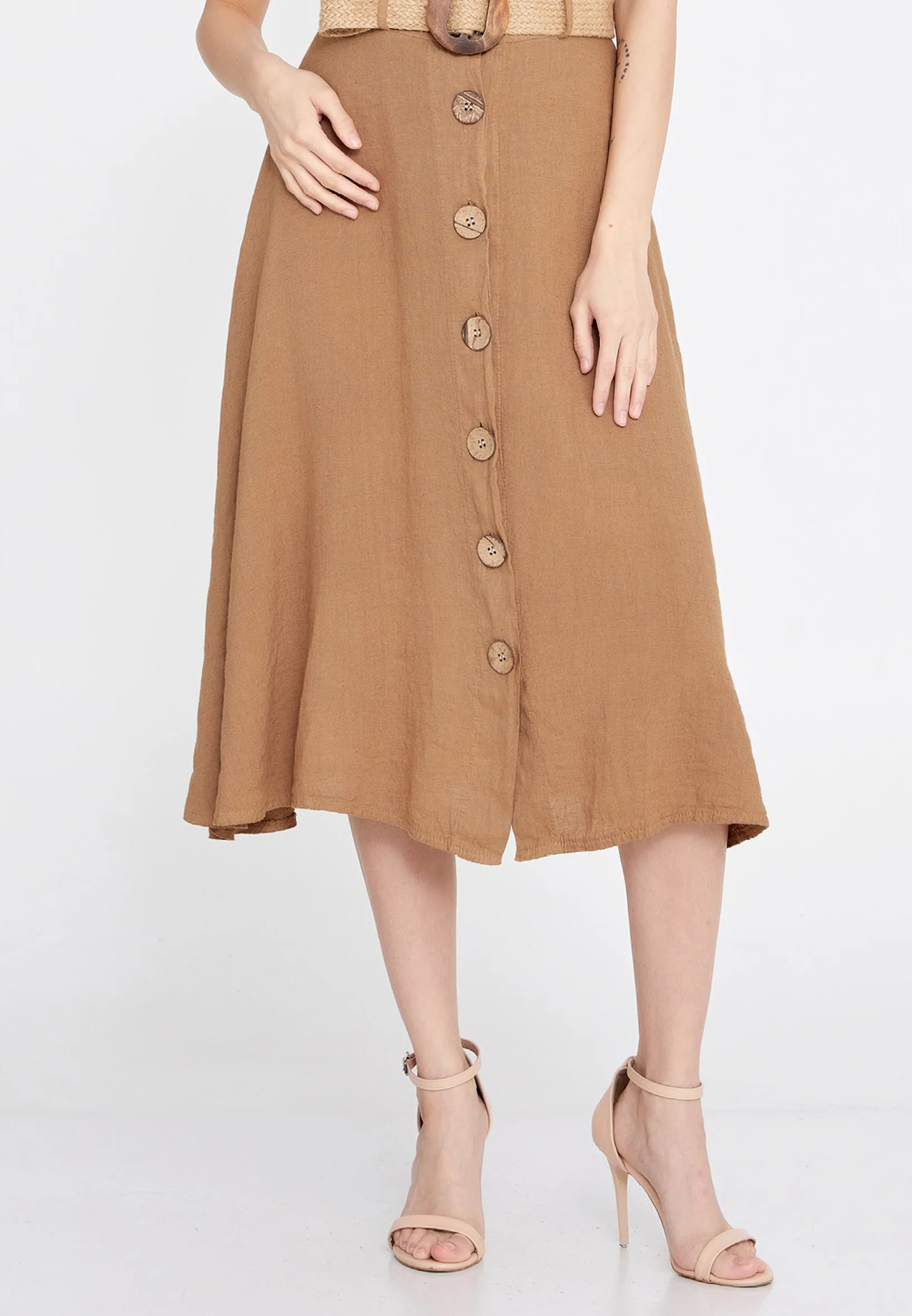 Midi Solid Color Regular Skirt esl998 - Image 9