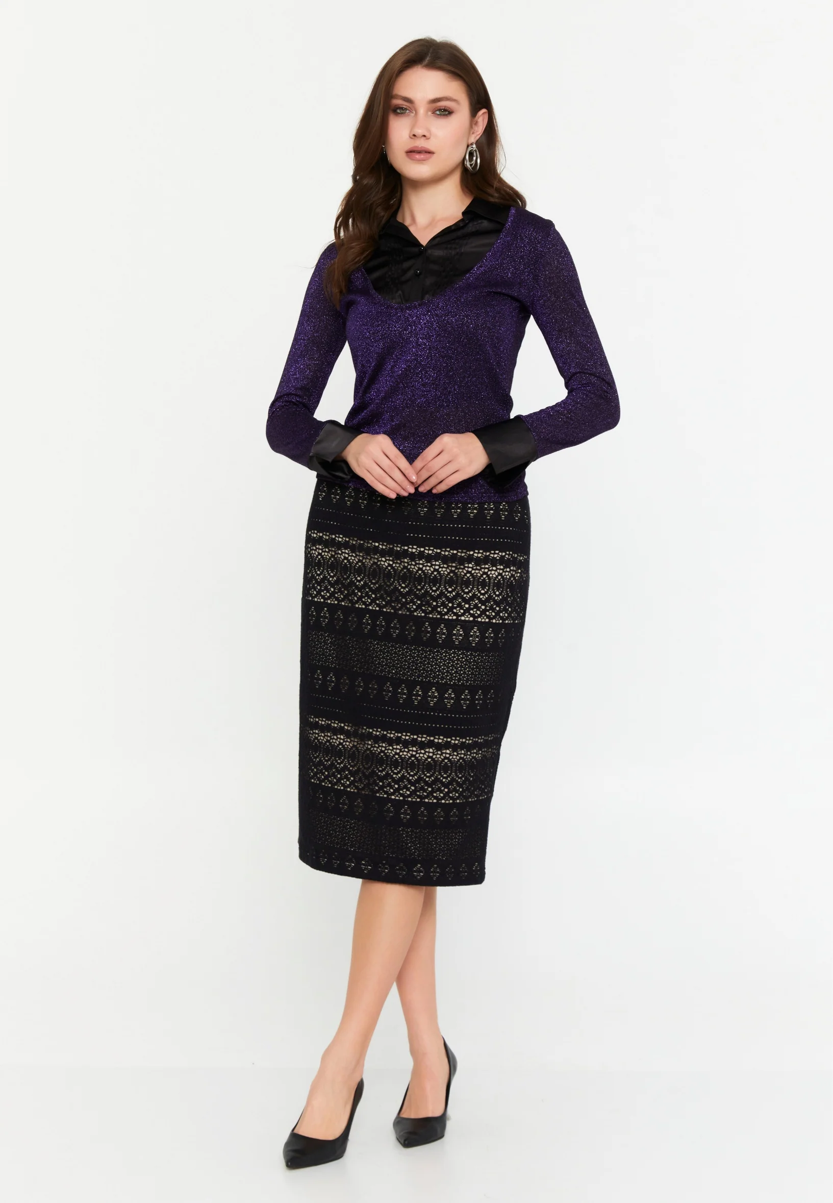 Midi Solid Color Regular Skirt faiu36154 - Image 2