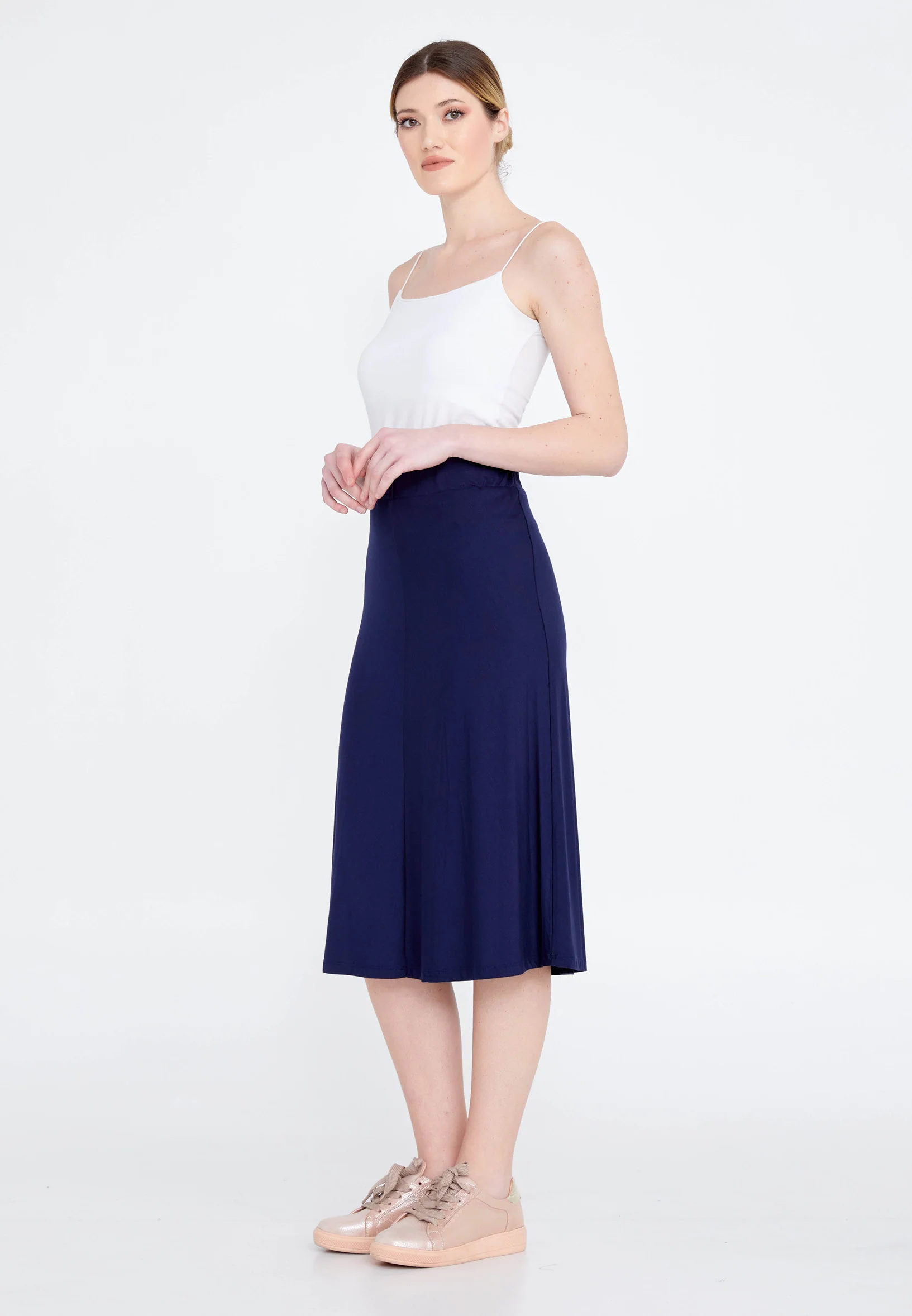 Midi Solid Color Regular Skirt faiu36161