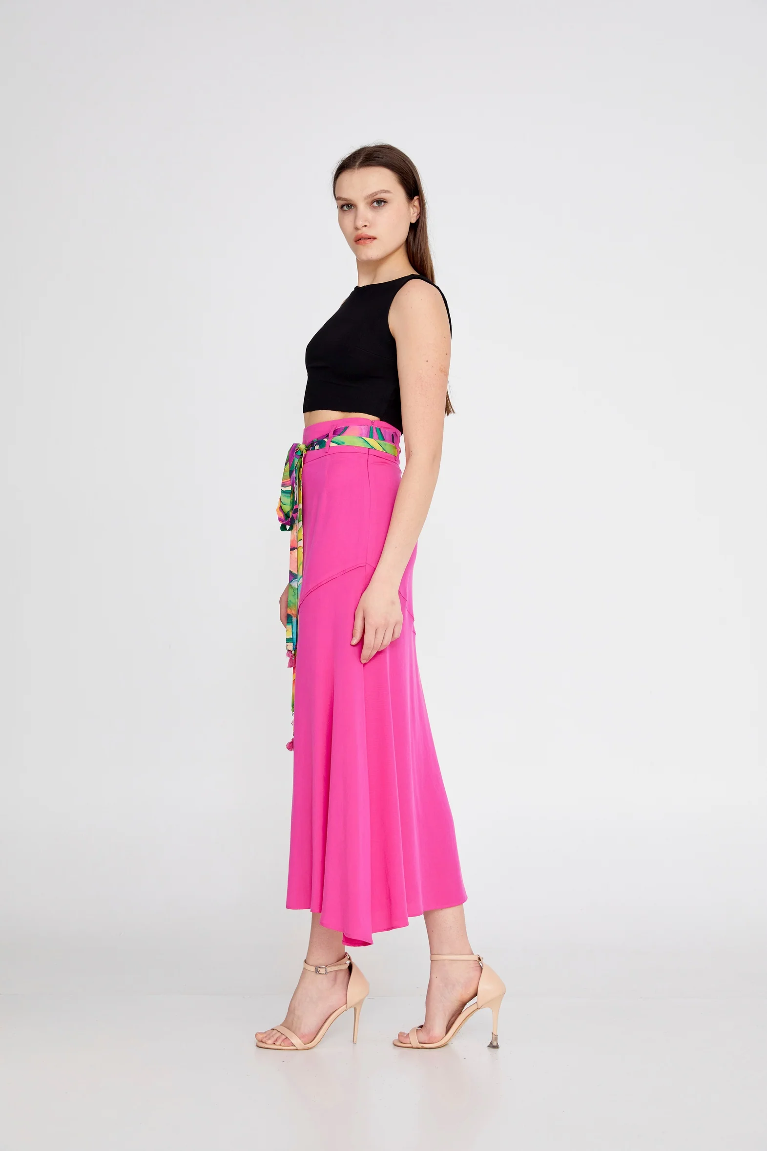 Midi Solid Color Regular Skirt huk23y03l039 - Image 3
