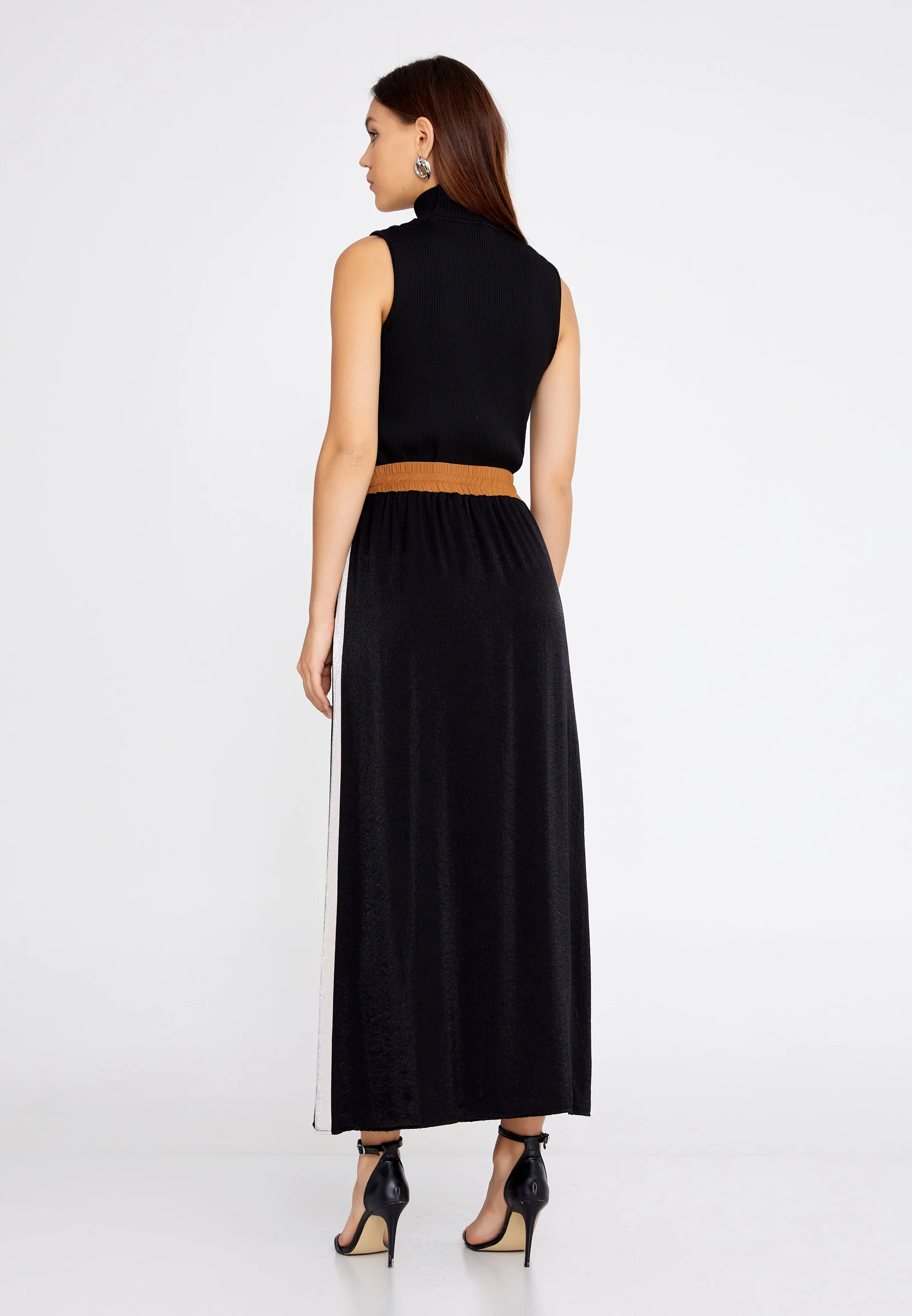 Midi Solid Color Regular Skirt huk3003 - Image 3