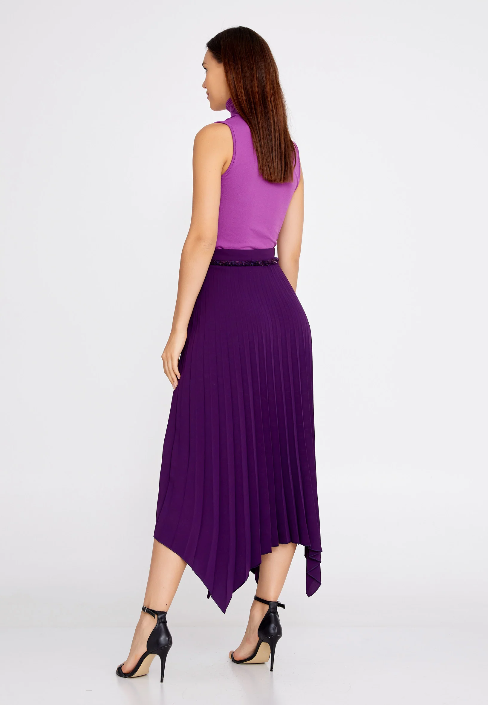 Midi Solid Color Regular Skirt huk3009 - Image 11