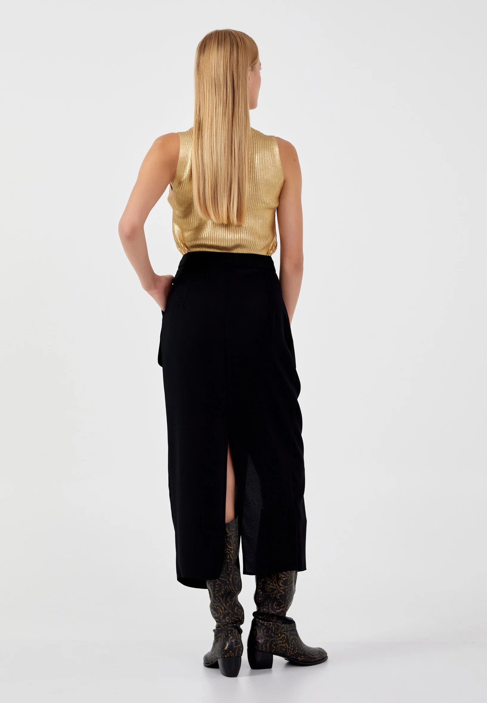 Midi Solid Color Regular Skirt kmy24y30401 - Image 3