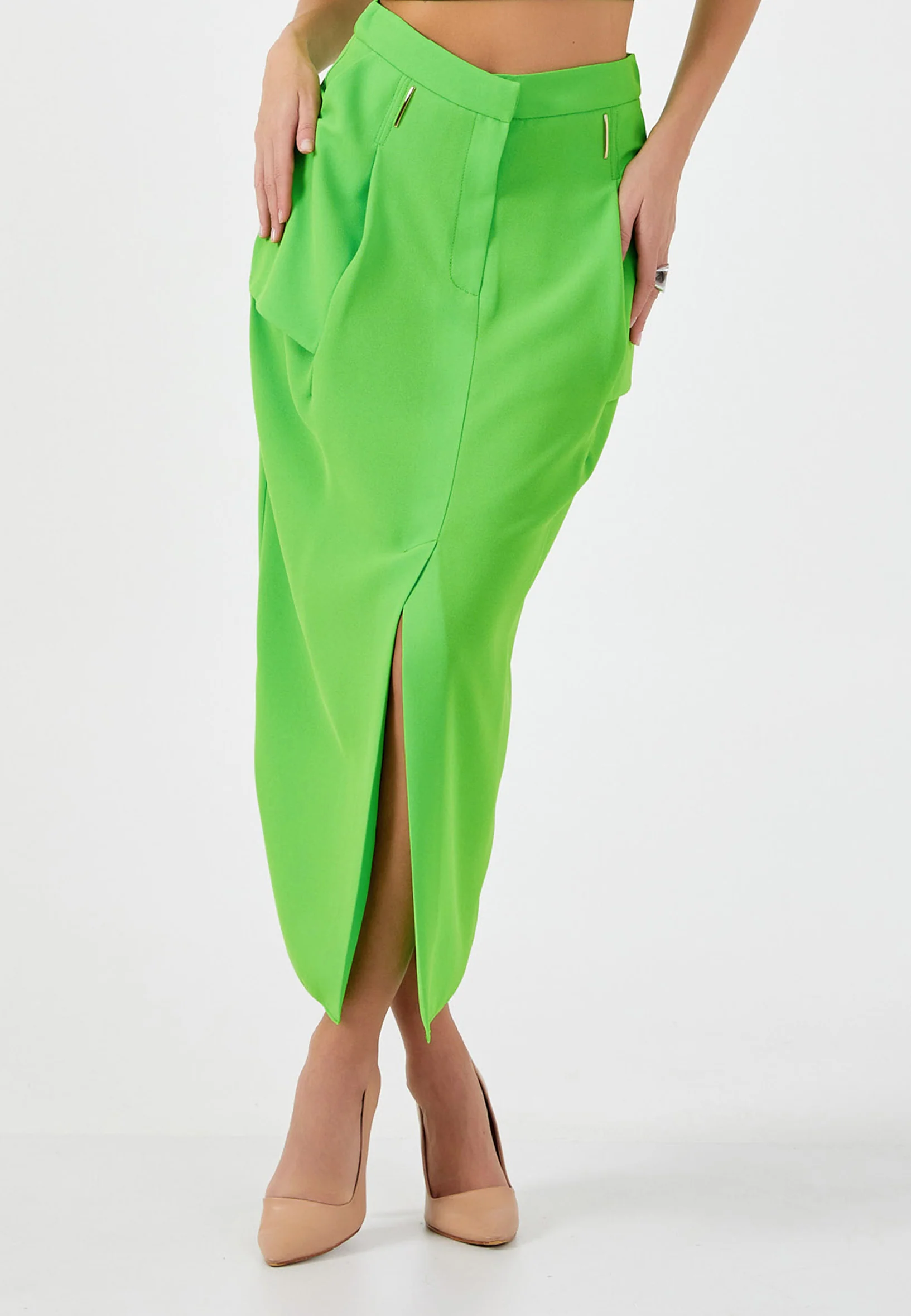 Midi Solid Color Regular Skirt kmy24y30401 - Image 5