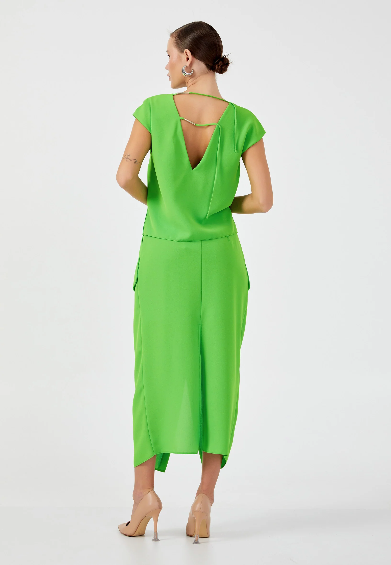 Midi Solid Color Regular Skirt kmy24y30401 - Image 7