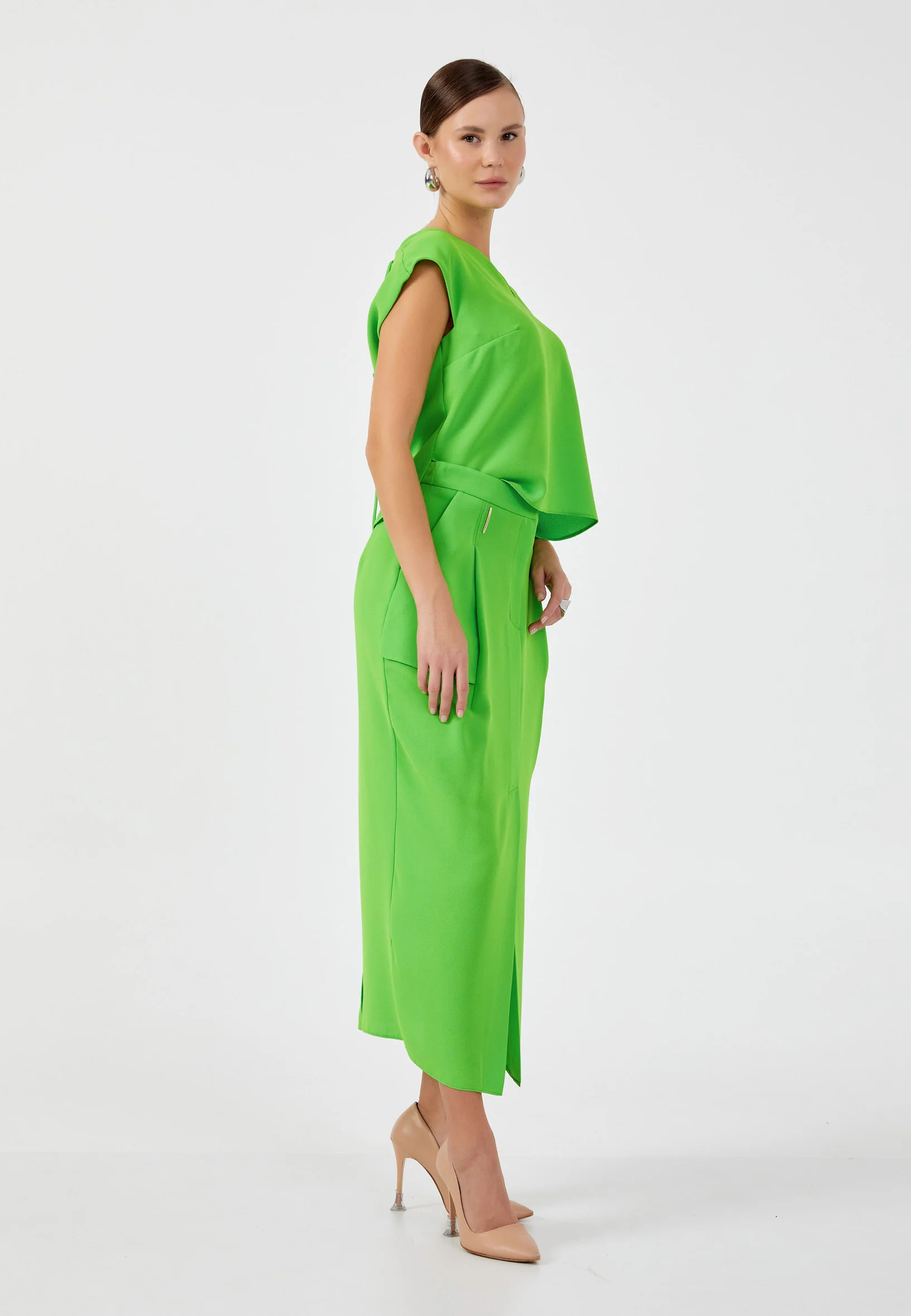 Midi Solid Color Regular Skirt kmy24y30401 - Image 8