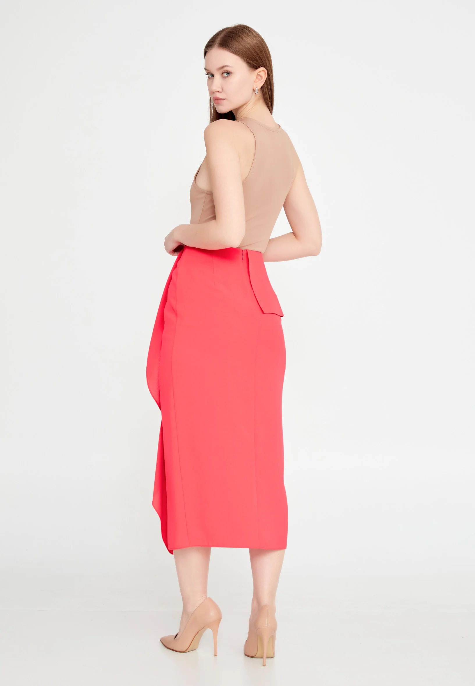 Midi Solid Color Regular Skirt kmy24y30402 - Image 3