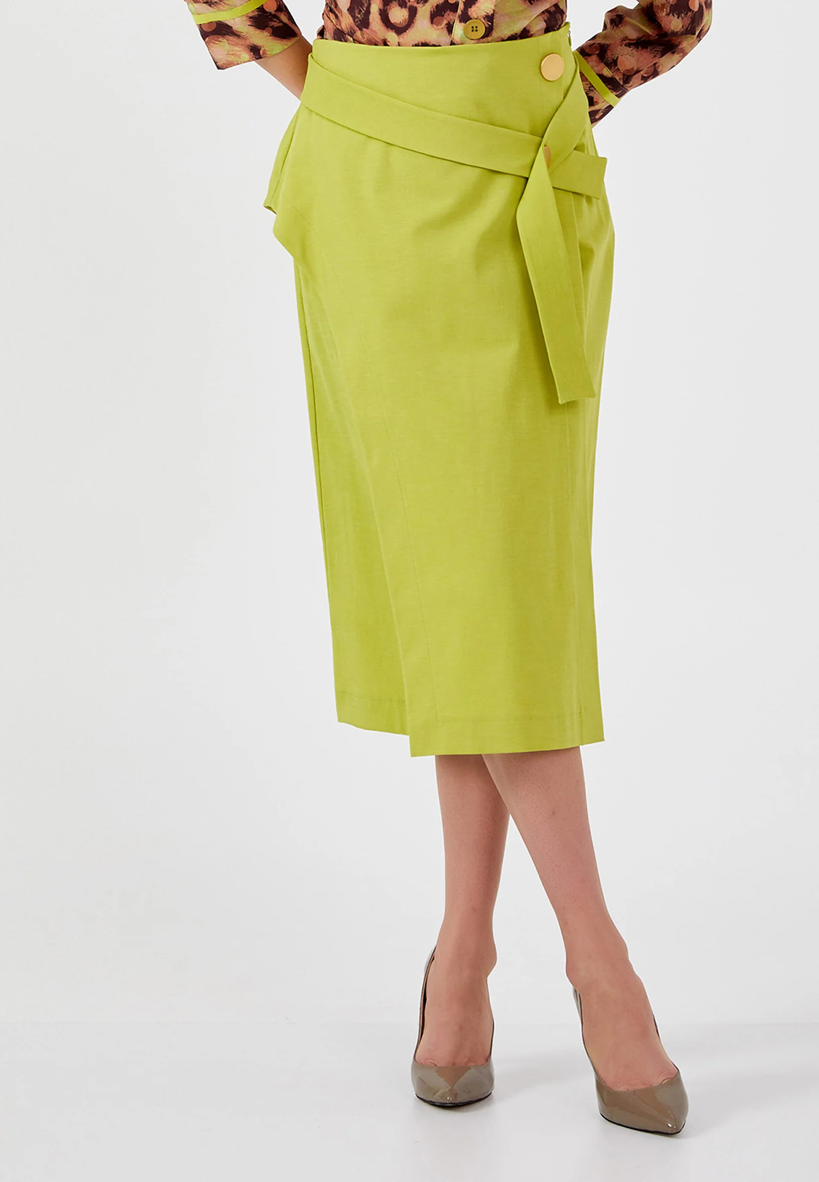 Midi Solid Color Regular Skirt kmy24y30407