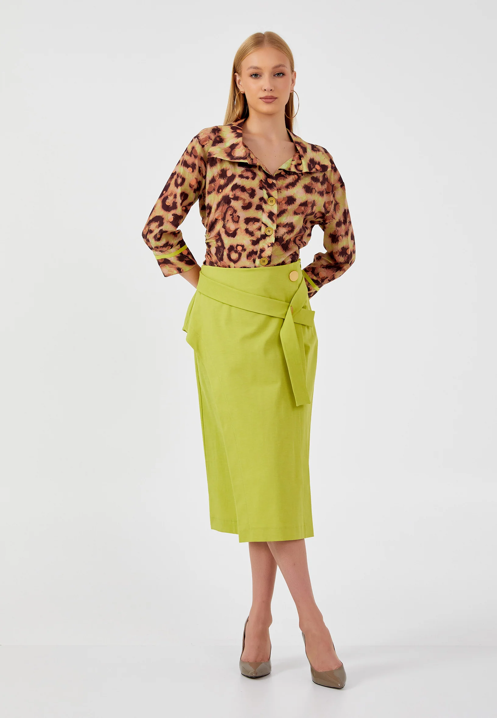Midi Solid Color Regular Skirt kmy24y30407 - Image 2