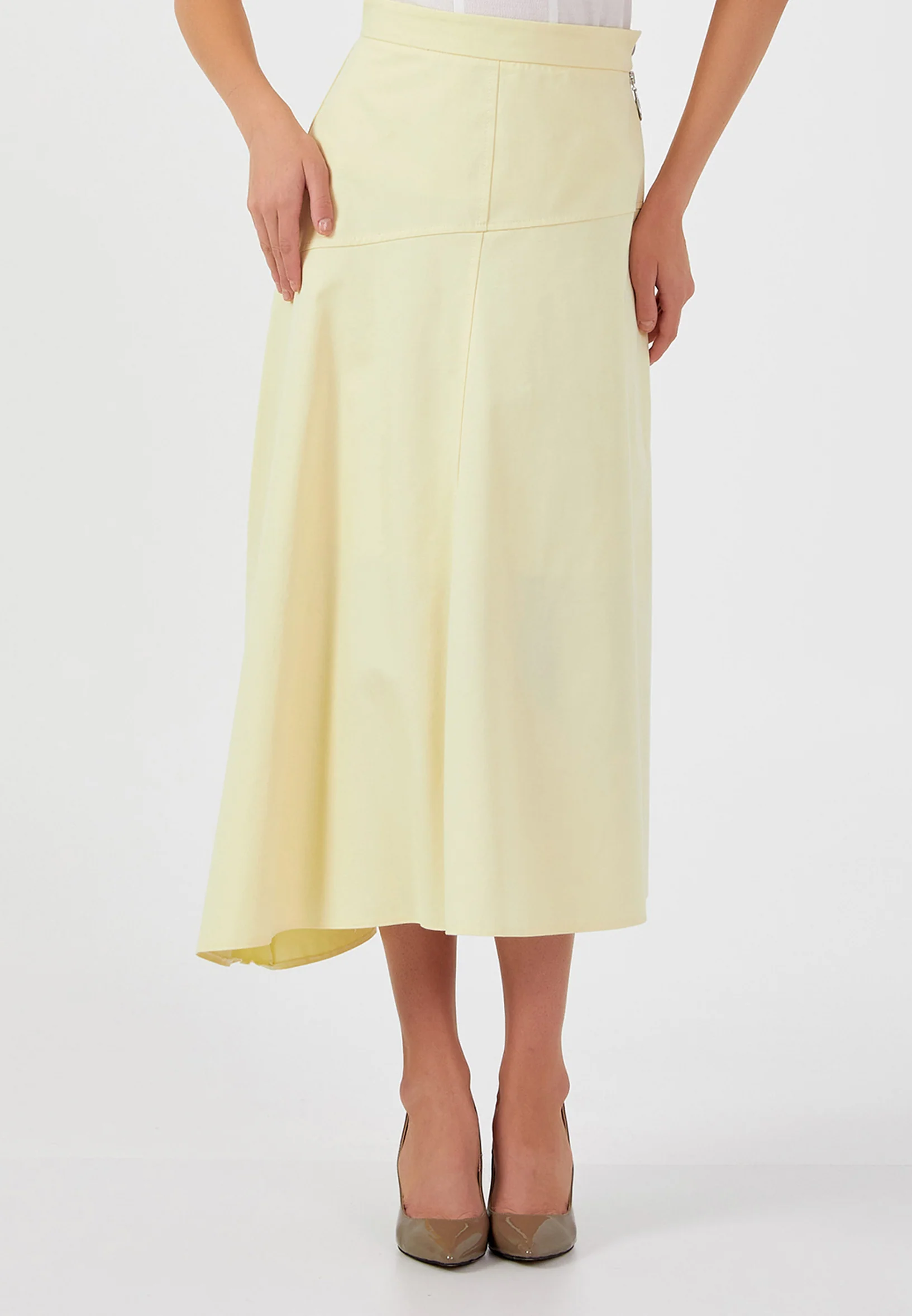 Midi Solid Color Regular Skirt kmy24y30412 - Image 4