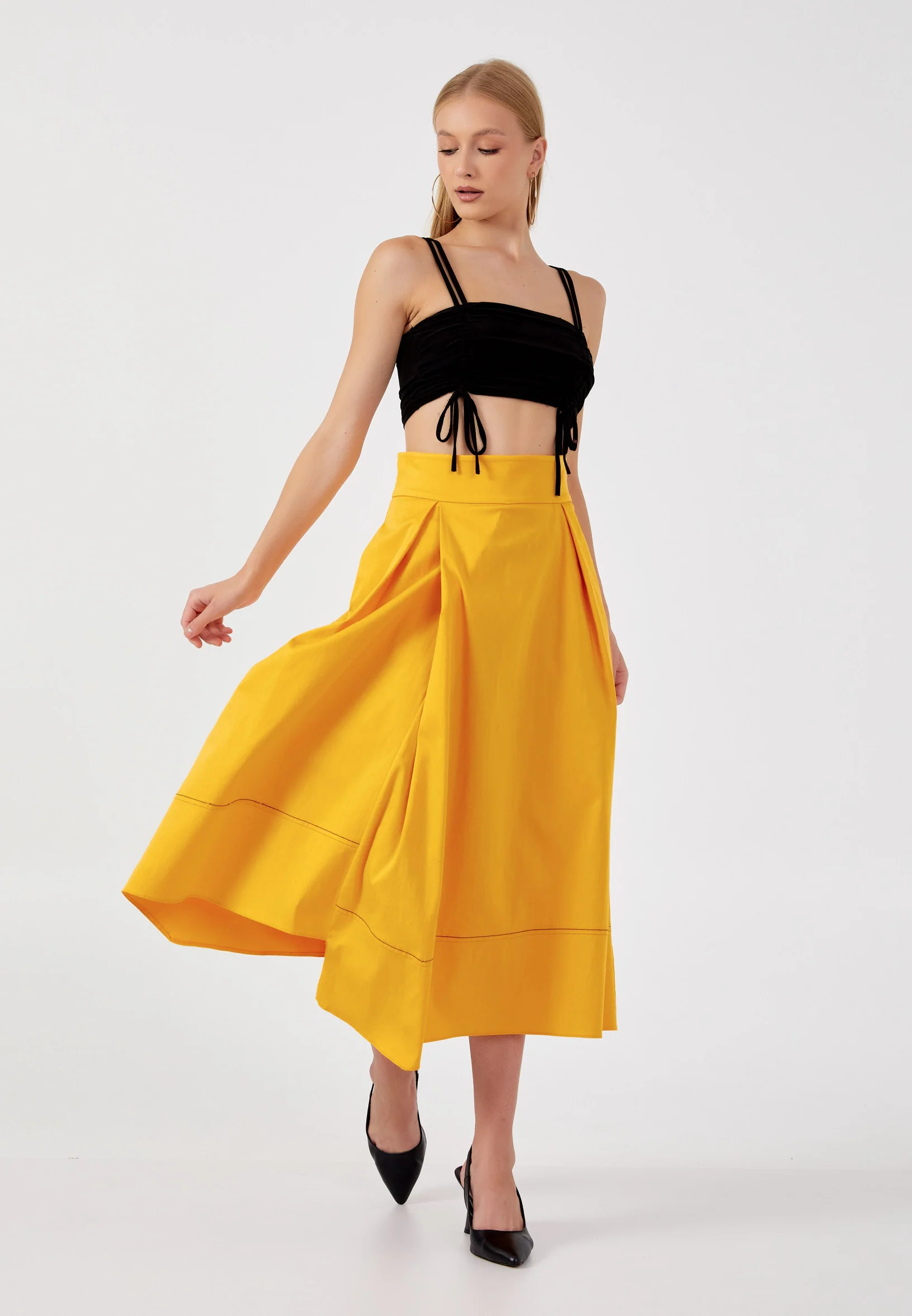 Midi Solid Color Regular Skirt kmy24y30417 - Image 10