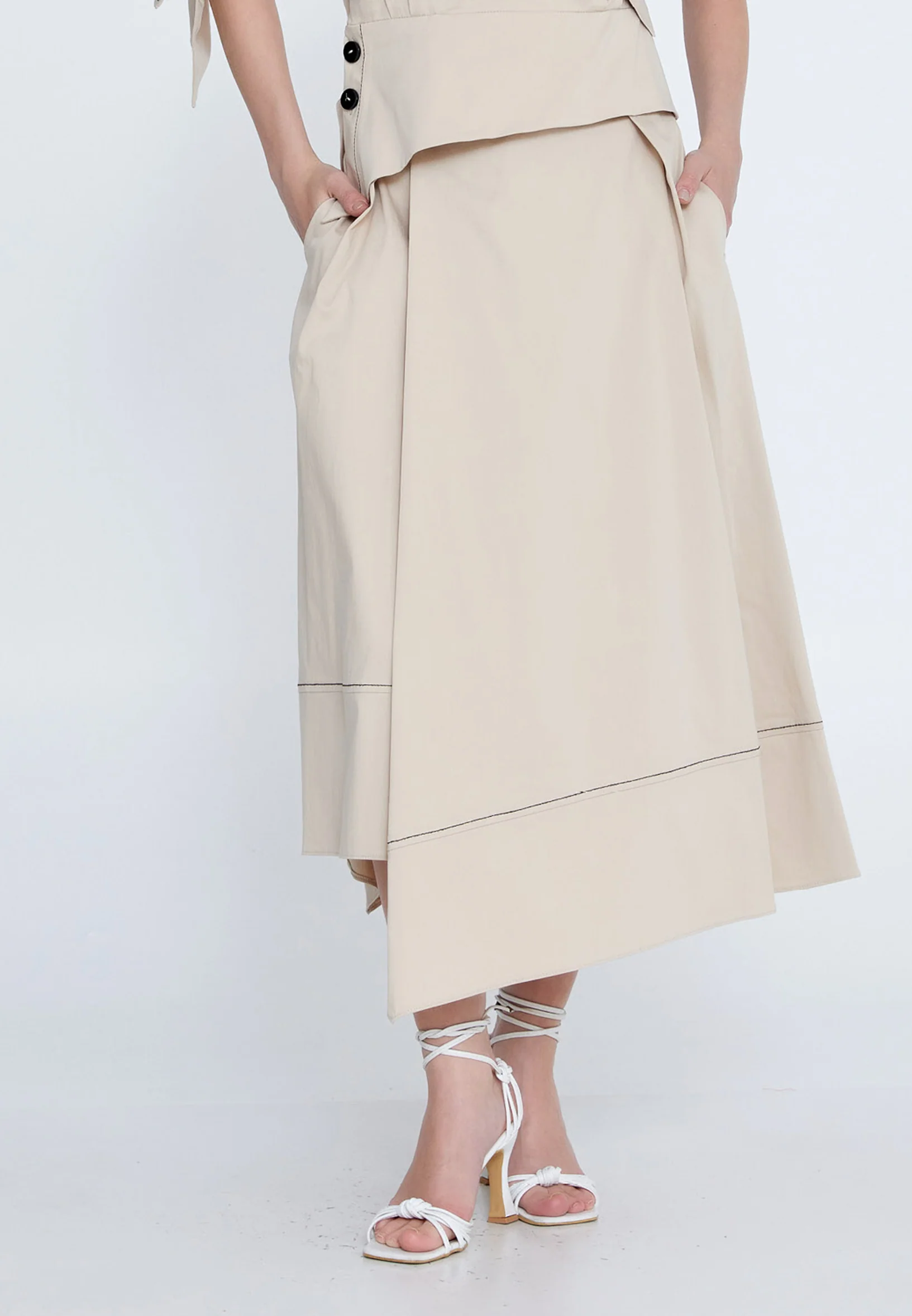 Midi Solid Color Regular Skirt kmy24y30417 - Image 4