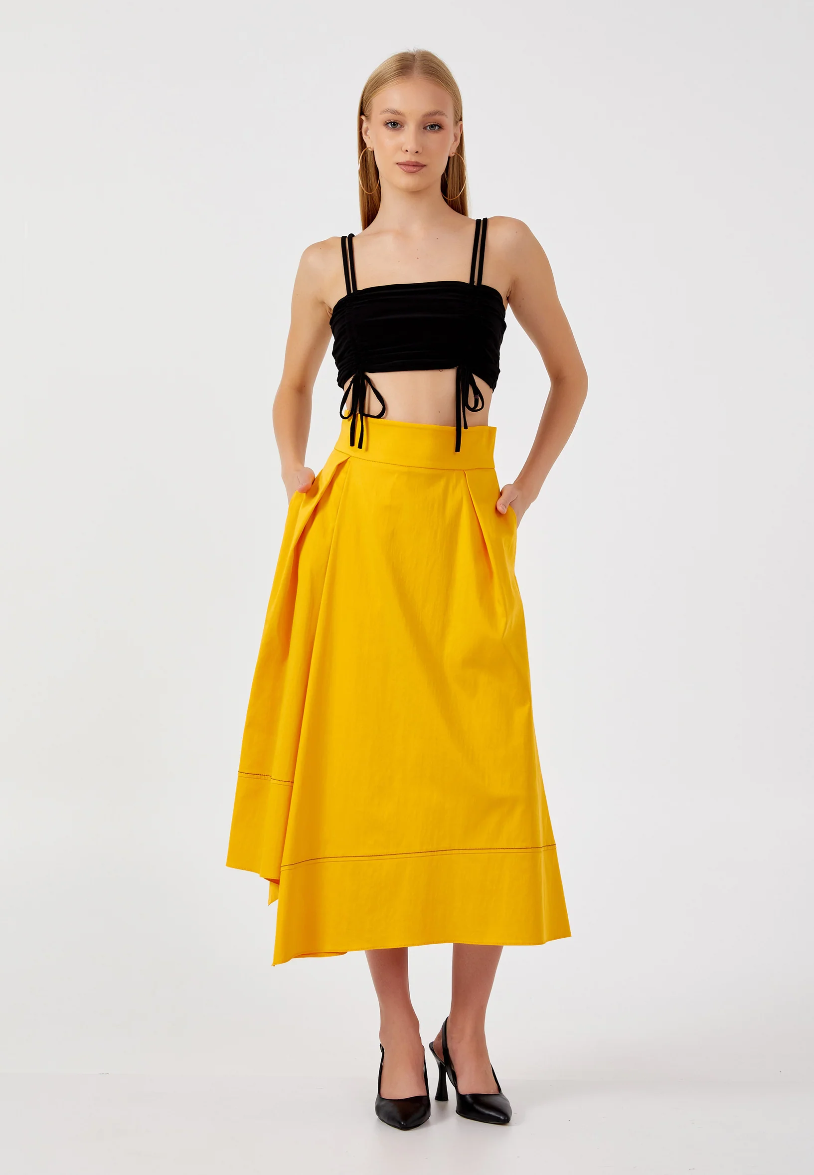 Midi Solid Color Regular Skirt kmy24y30417 - Image 5