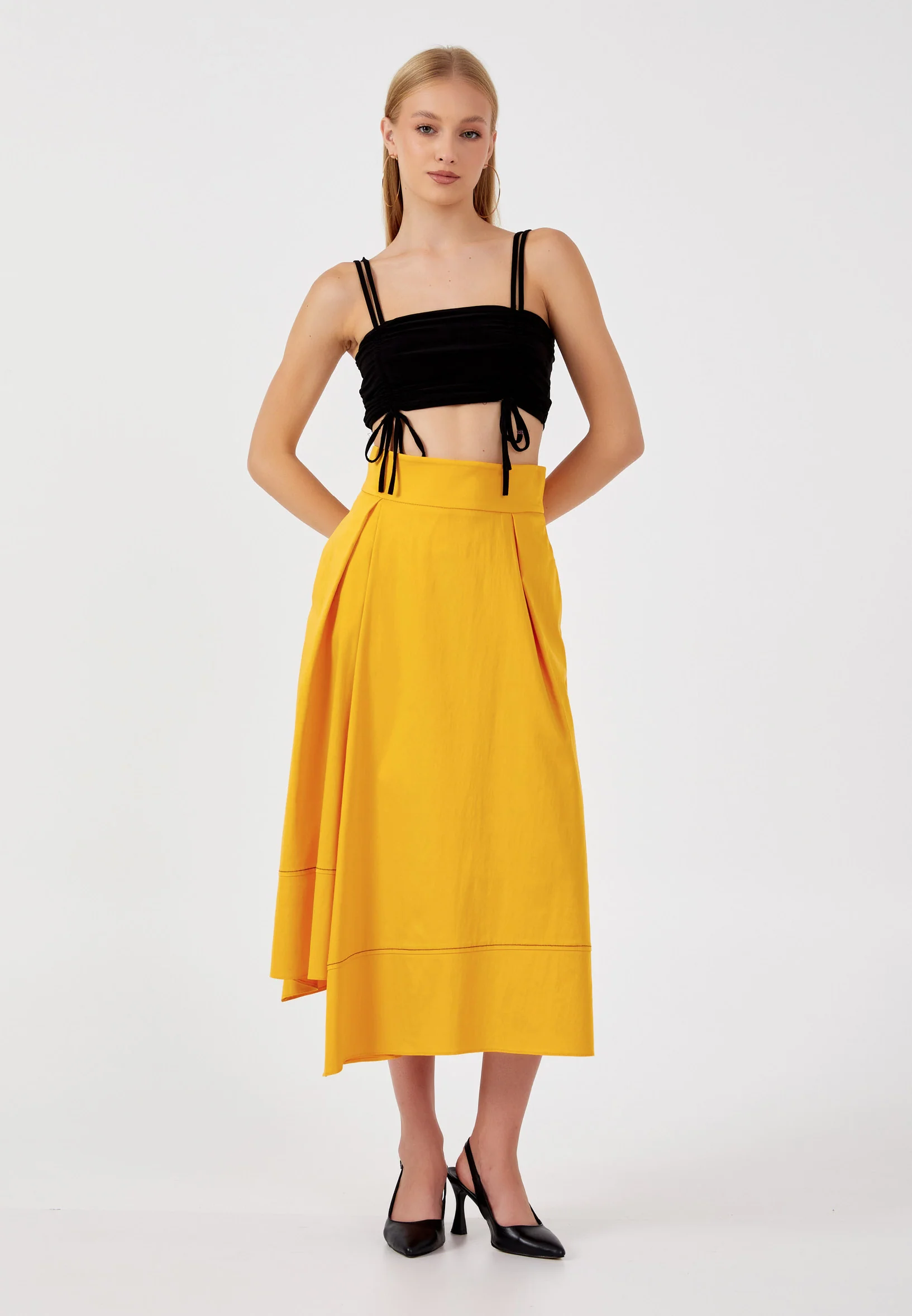 Midi Solid Color Regular Skirt kmy24y30417 - Image 9