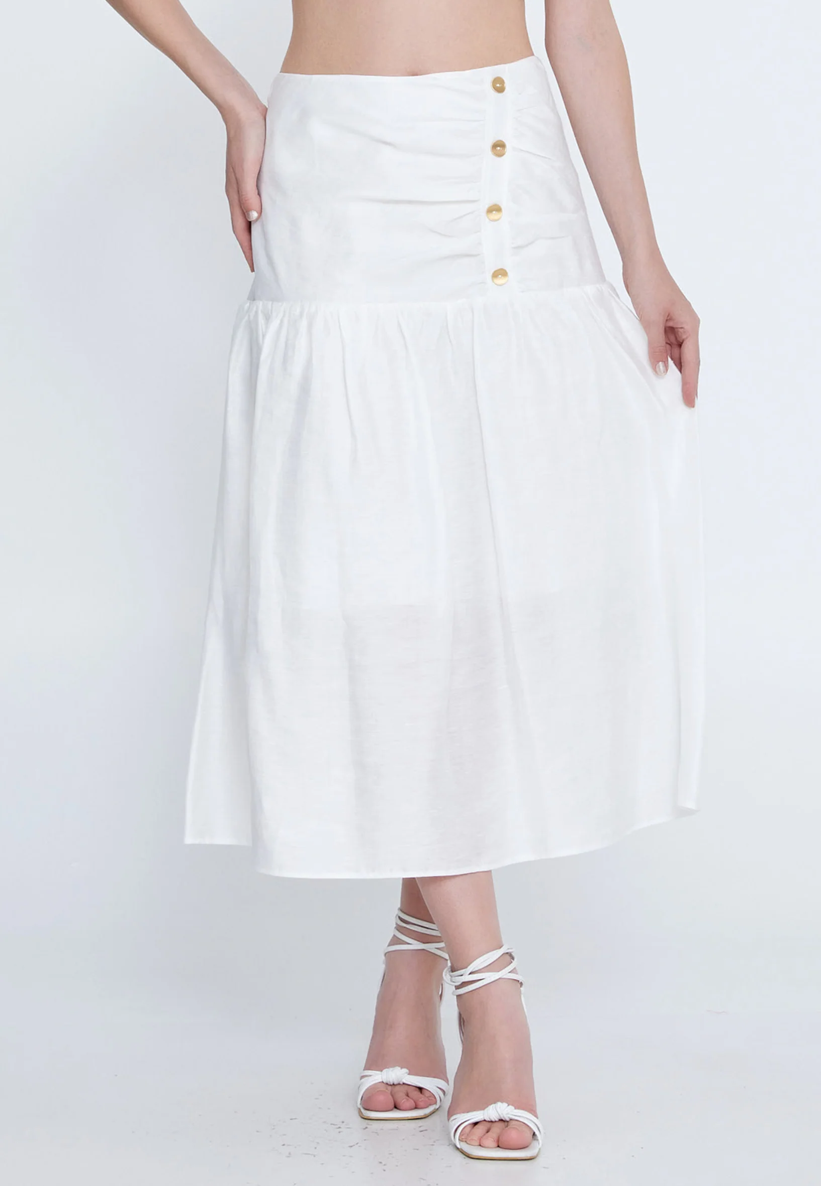 Midi Solid Color Regular Skirt kmy24y30418 - Image 5