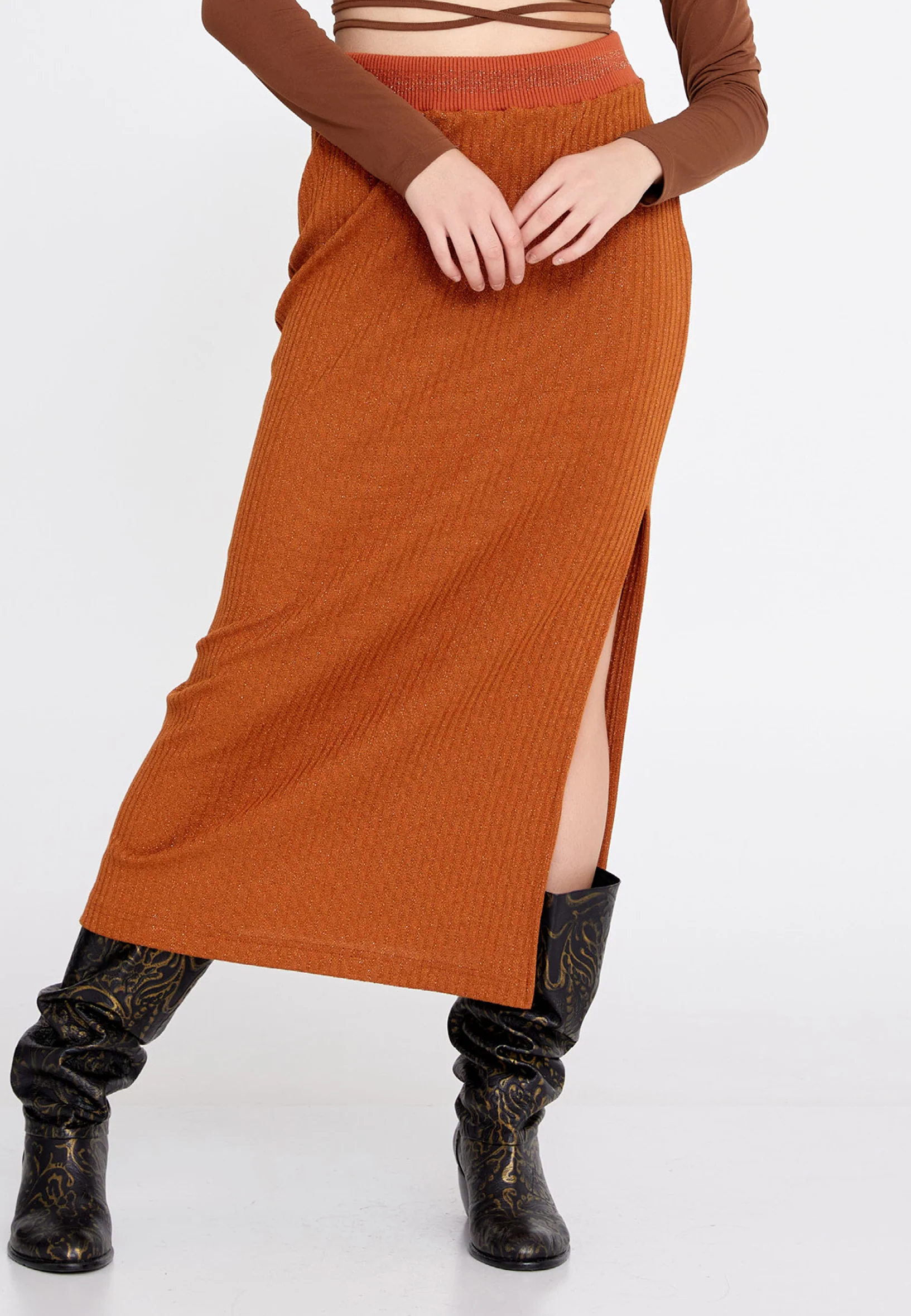Midi Solid Color Regular Skirt llc21k5448 - Image 5
