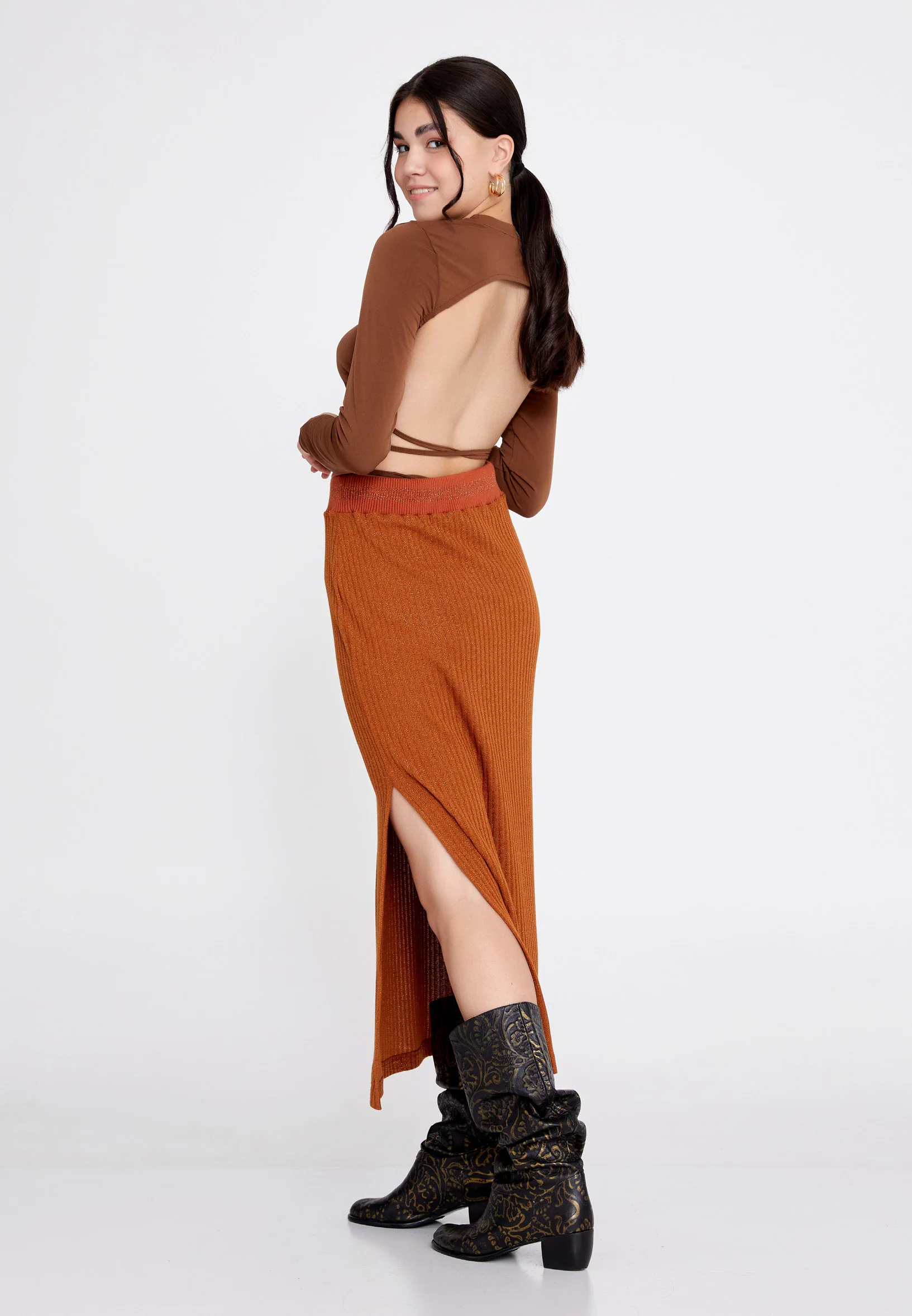 Midi Solid Color Regular Skirt llc21k5448 - Image 7