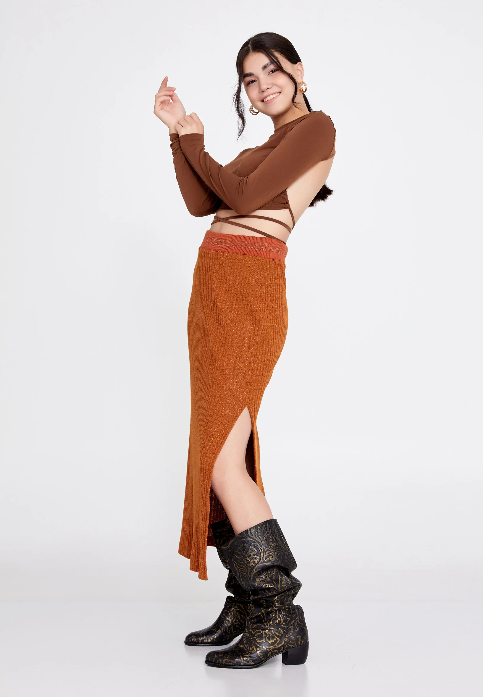Midi Solid Color Regular Skirt llc21k5448 - Image 8