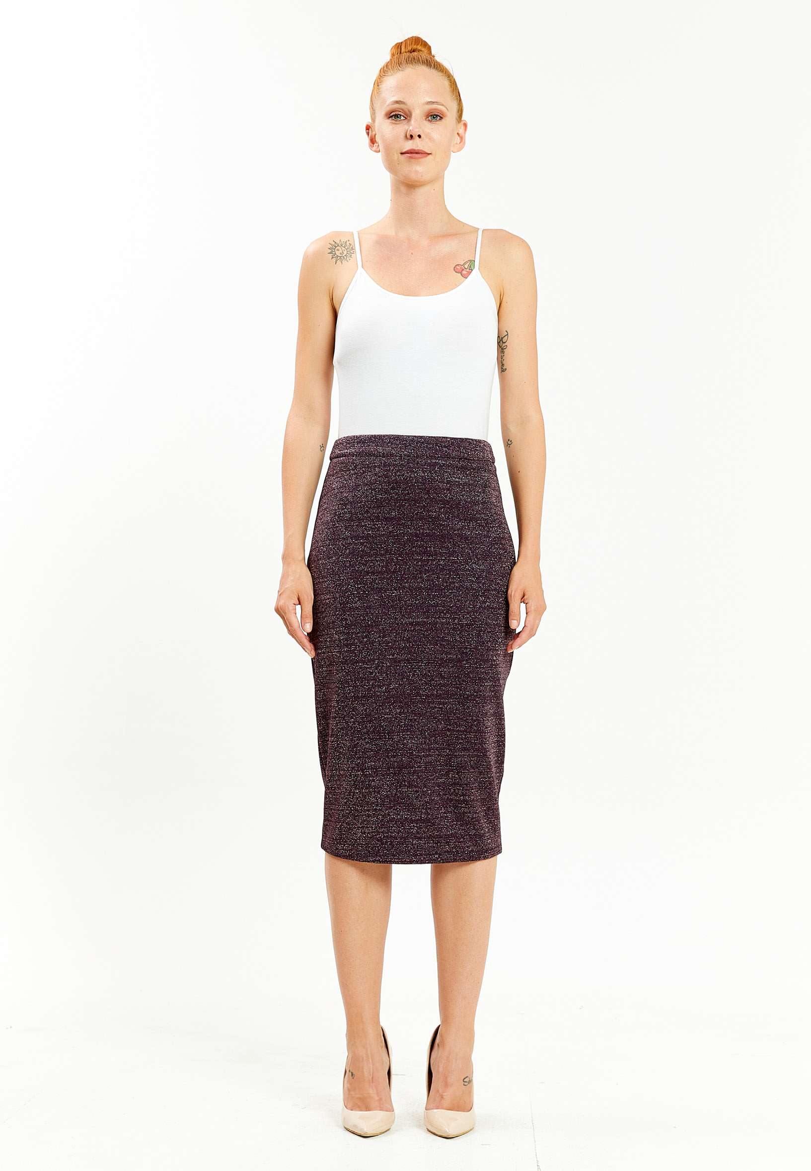 Midi Solid Color Regular Skirt mis38307 - Image 10