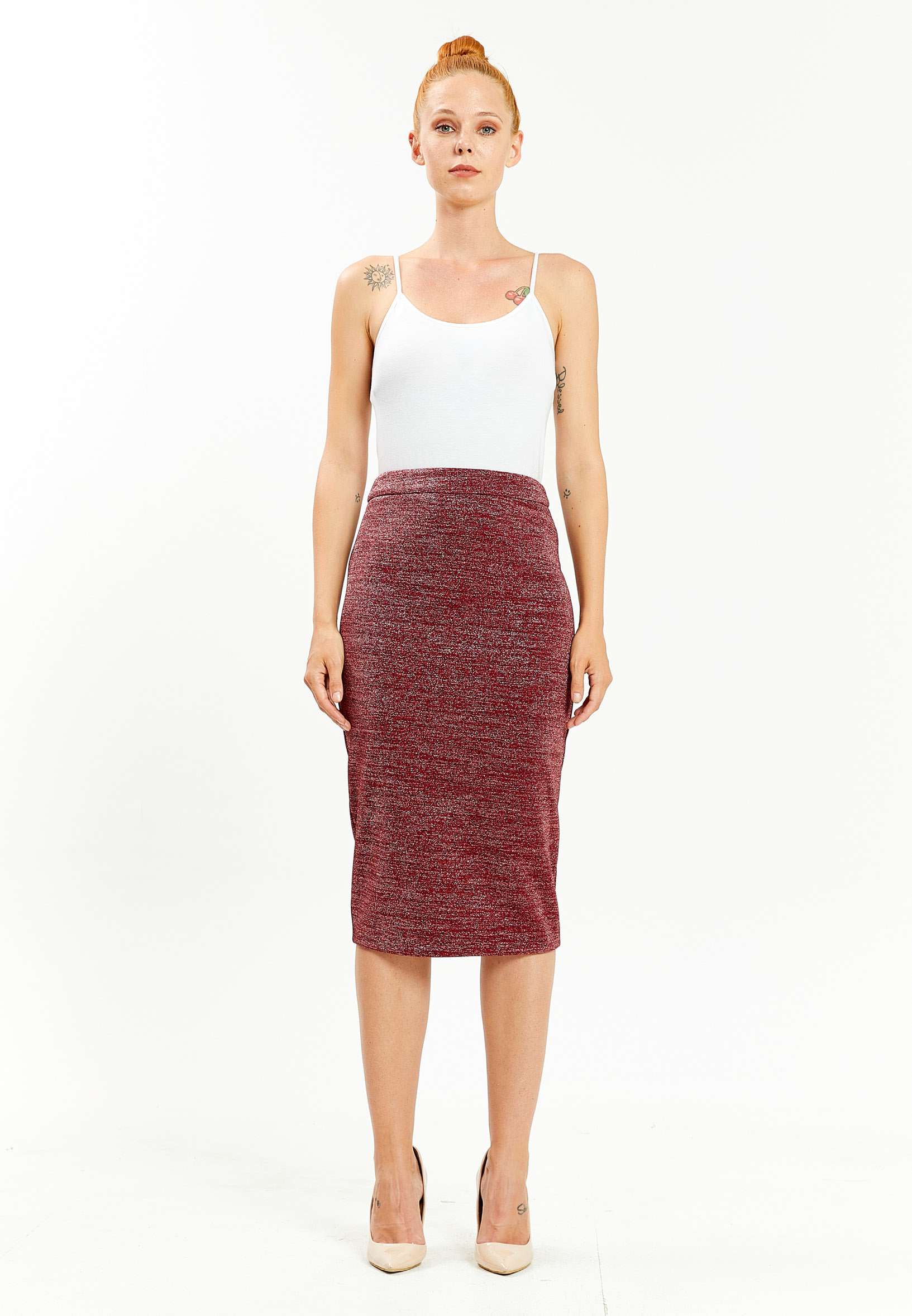 Midi Solid Color Regular Skirt mis38307 - Image 2