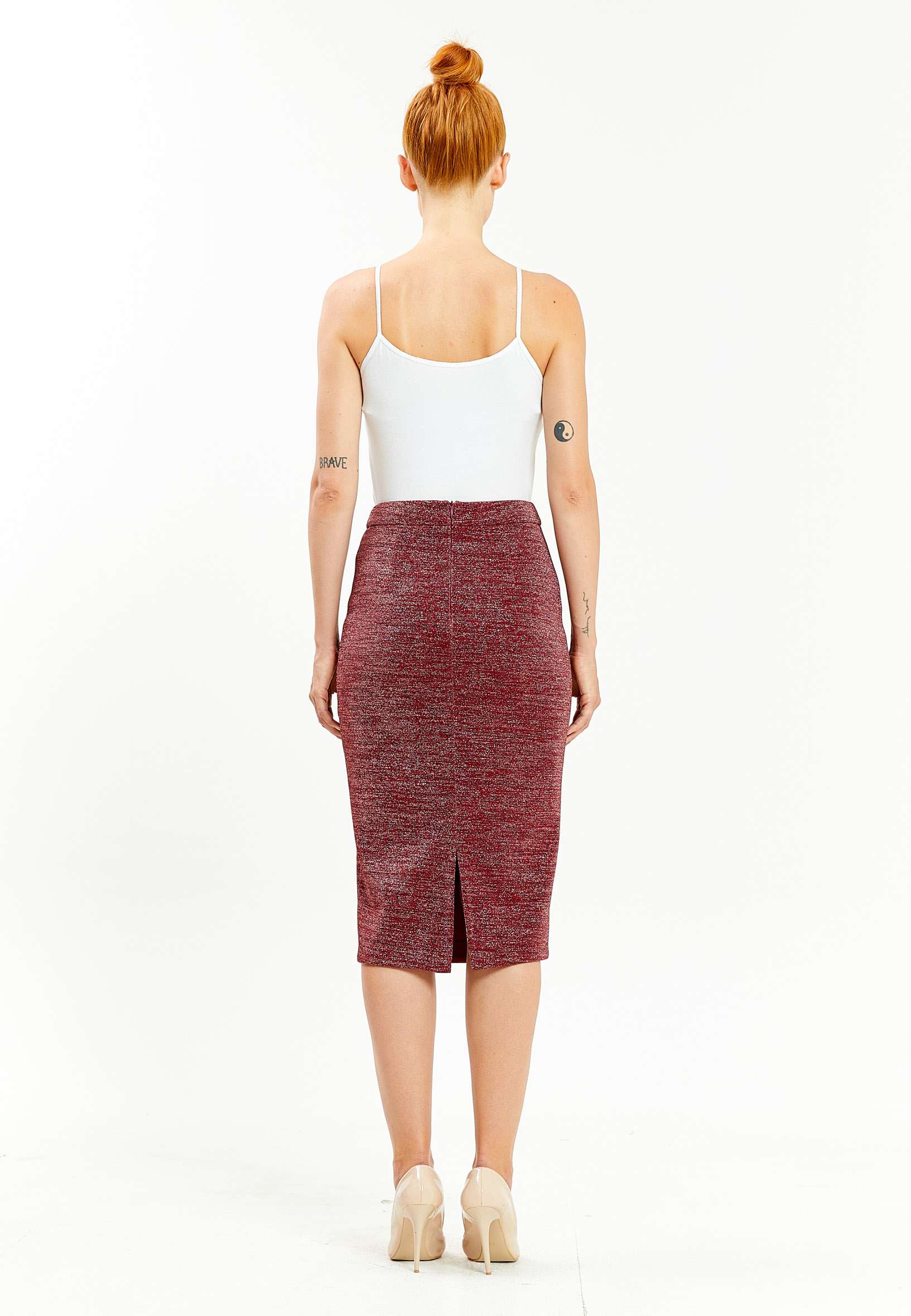 Midi Solid Color Regular Skirt mis38307 - Image 3