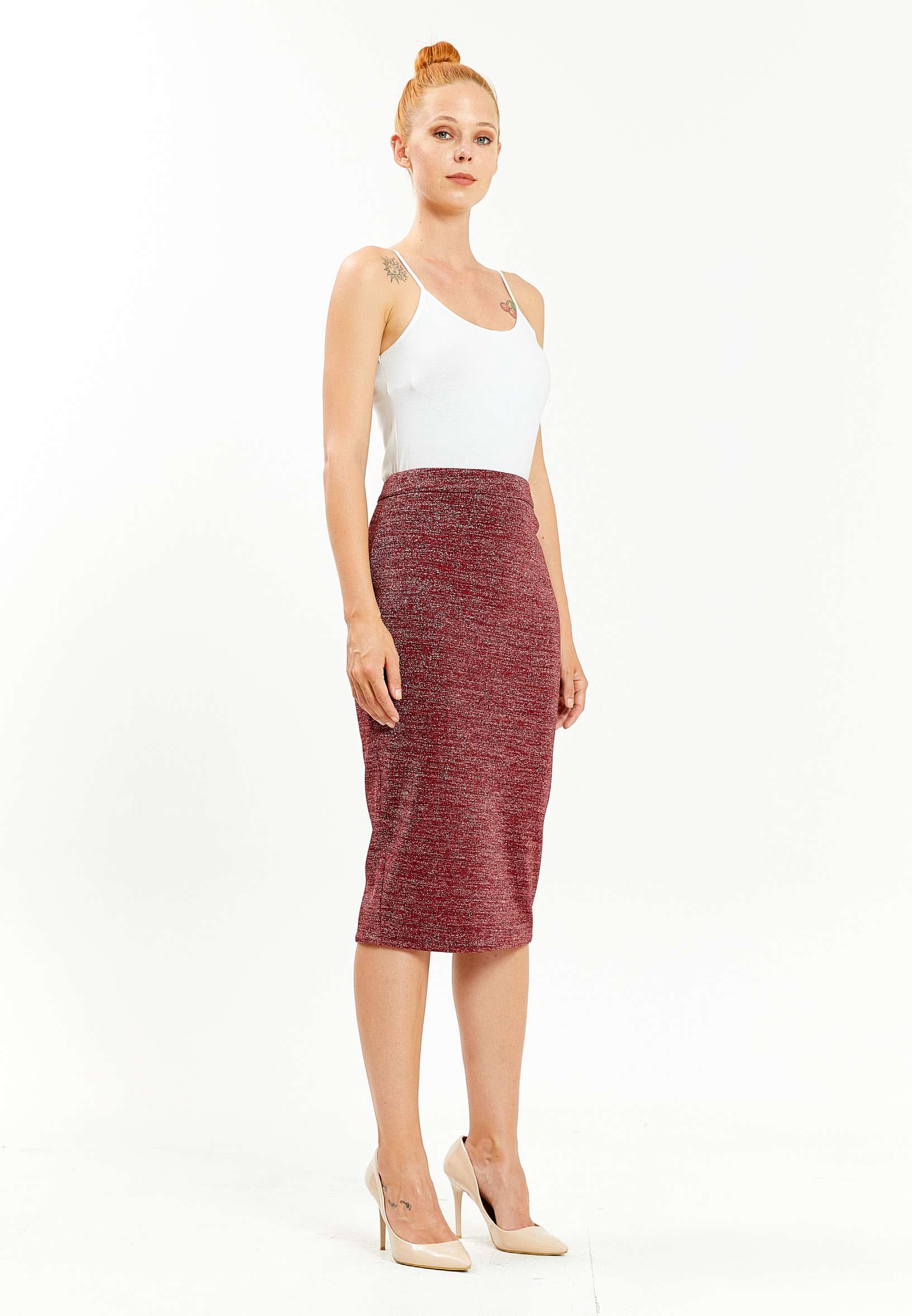 Midi Solid Color Regular Skirt mis38307 - Image 4