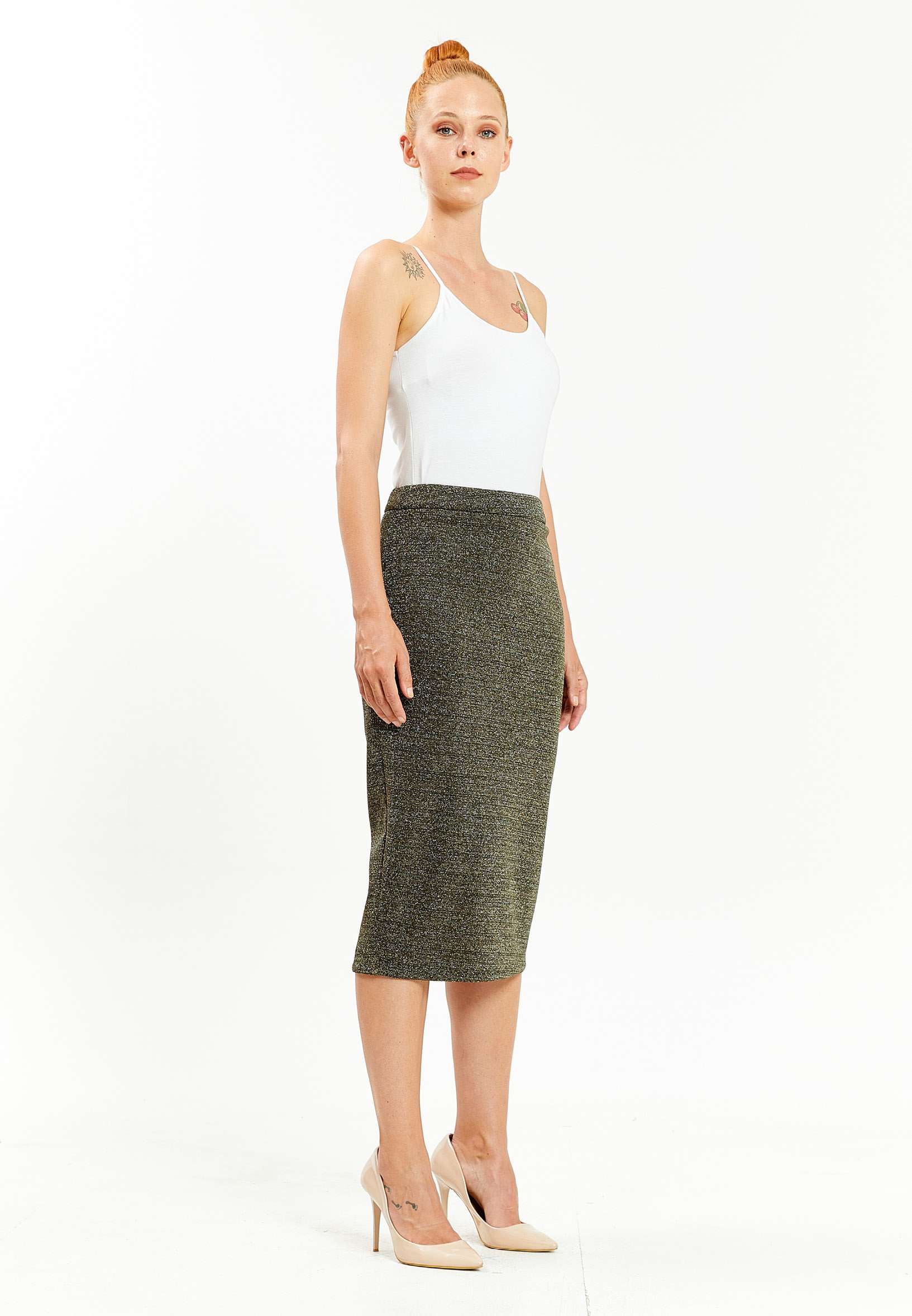 Midi Solid Color Regular Skirt mis38307 - Image 7