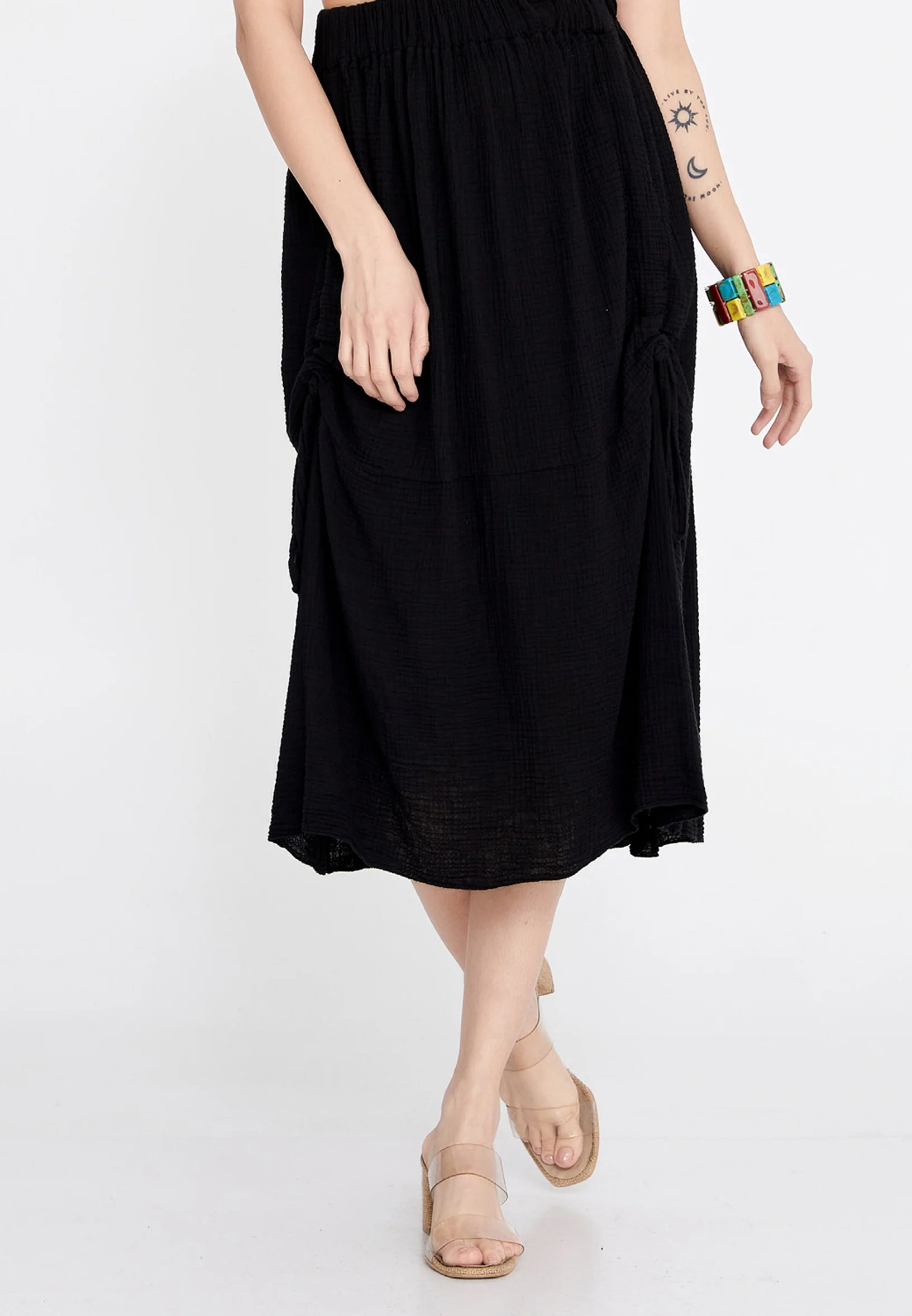 Midi Solid Color Regular Skirt rui19456