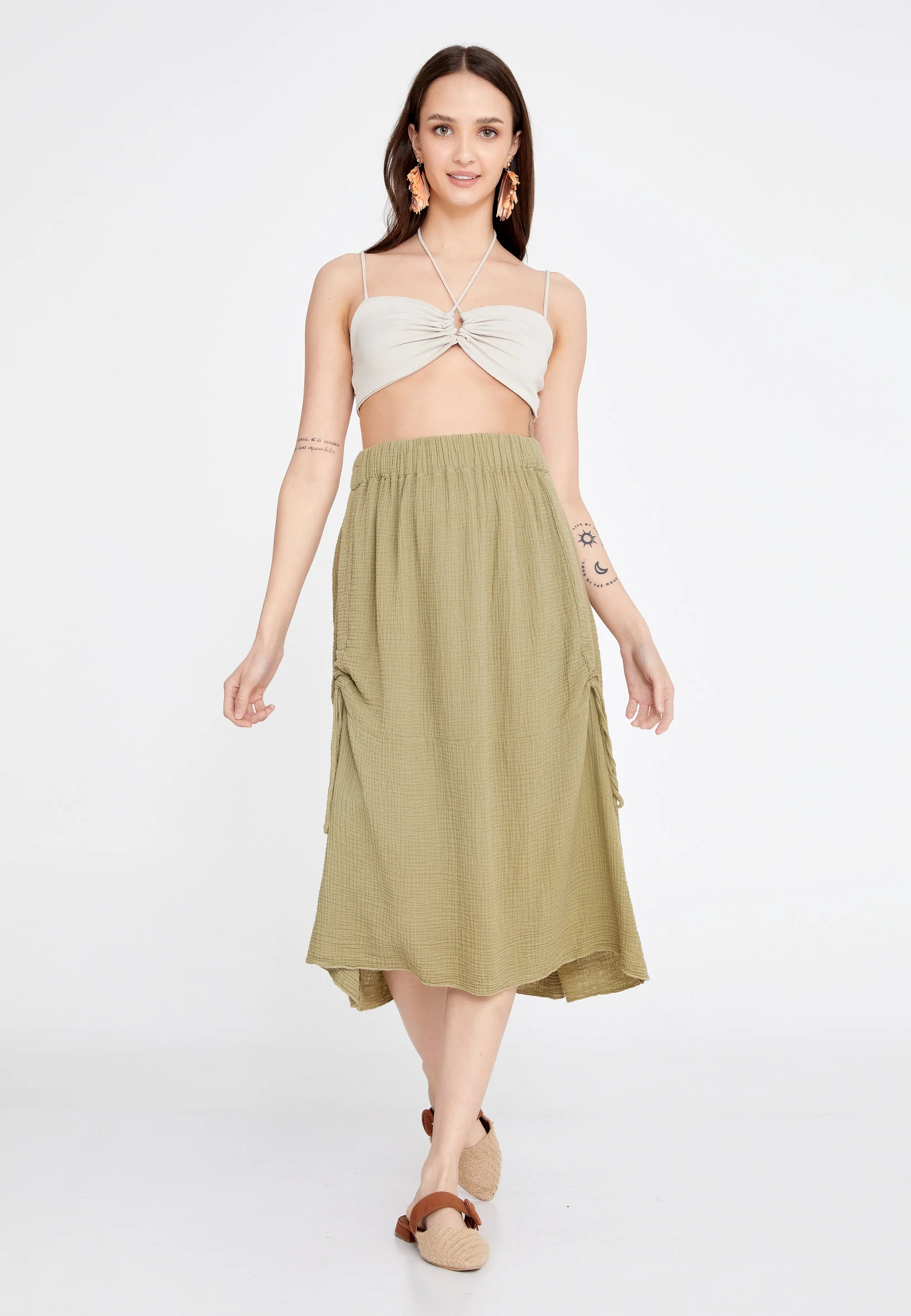 Midi Solid Color Regular Skirt rui19456 - Image 10