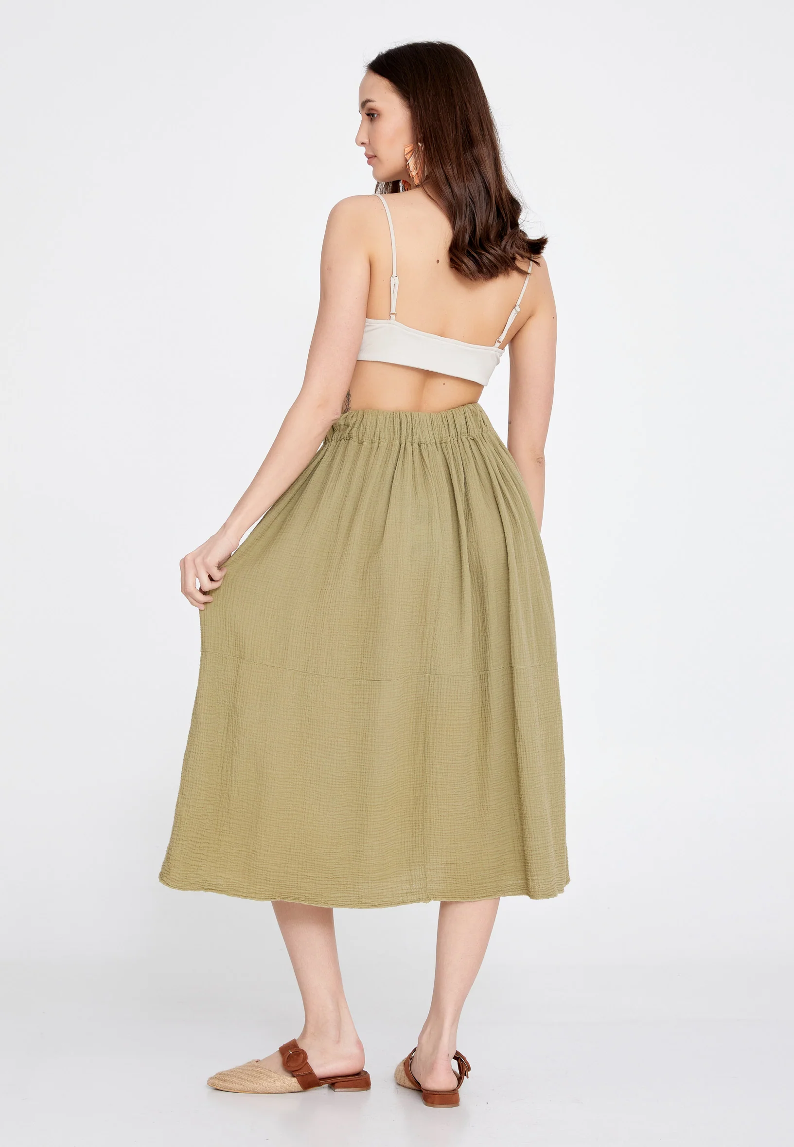 Midi Solid Color Regular Skirt rui19456 - Image 11