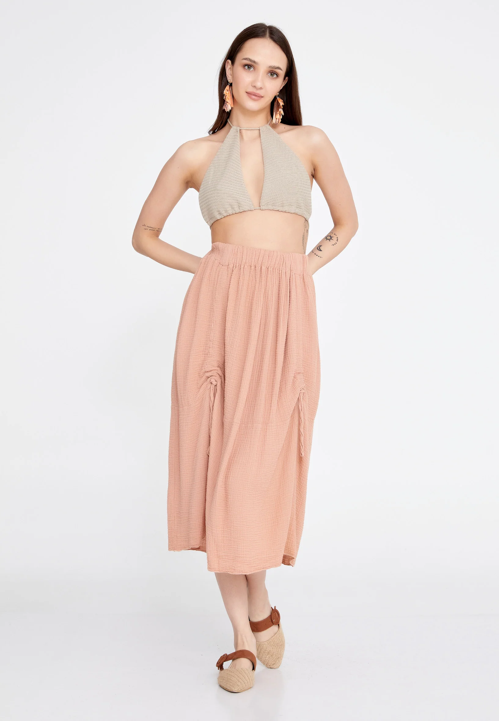 Midi Solid Color Regular Skirt rui19456 - Image 14