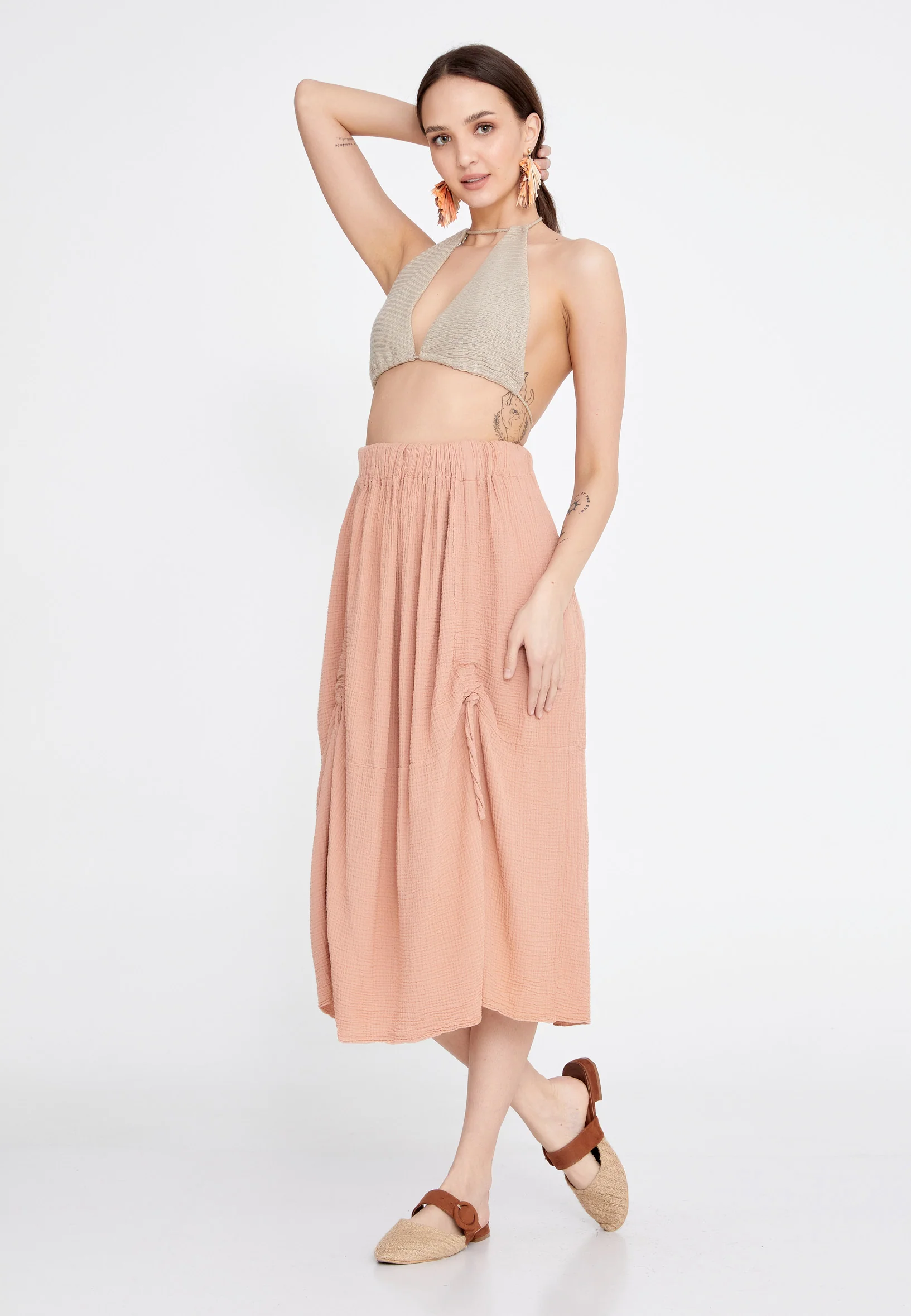 Midi Solid Color Regular Skirt rui19456 - Image 16