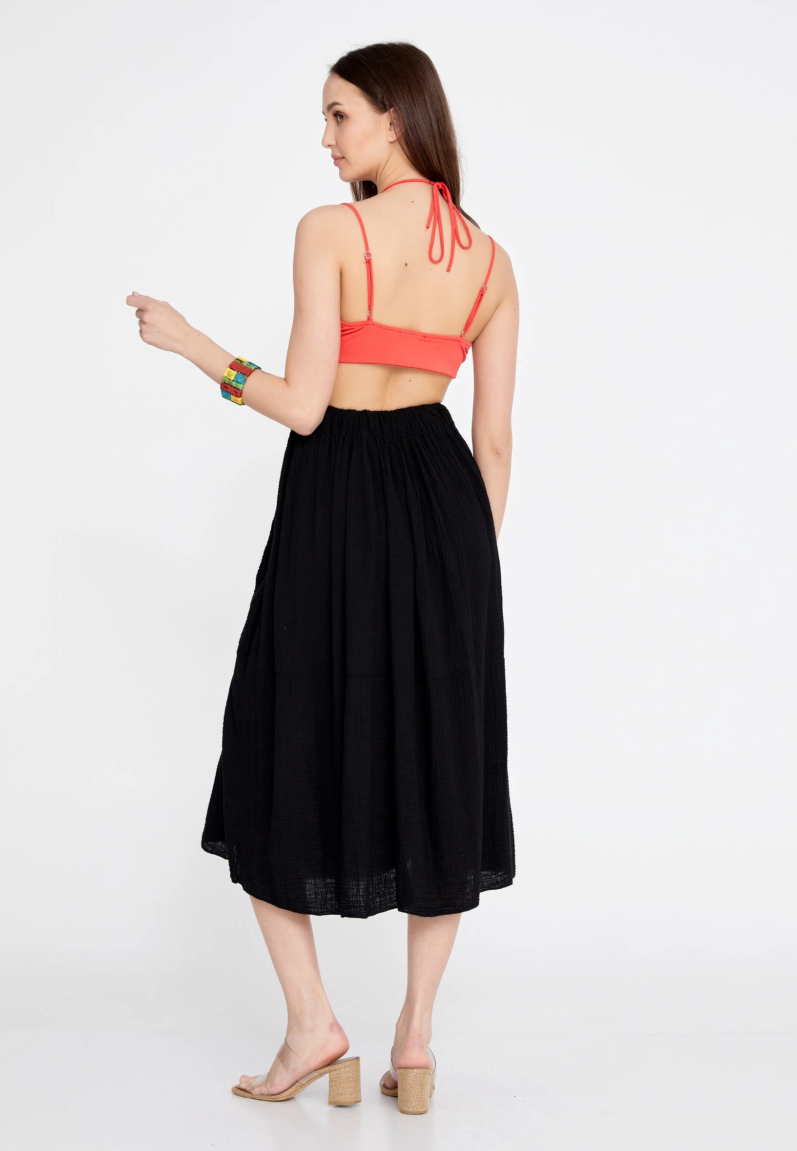 Midi Solid Color Regular Skirt rui19456 - Image 3